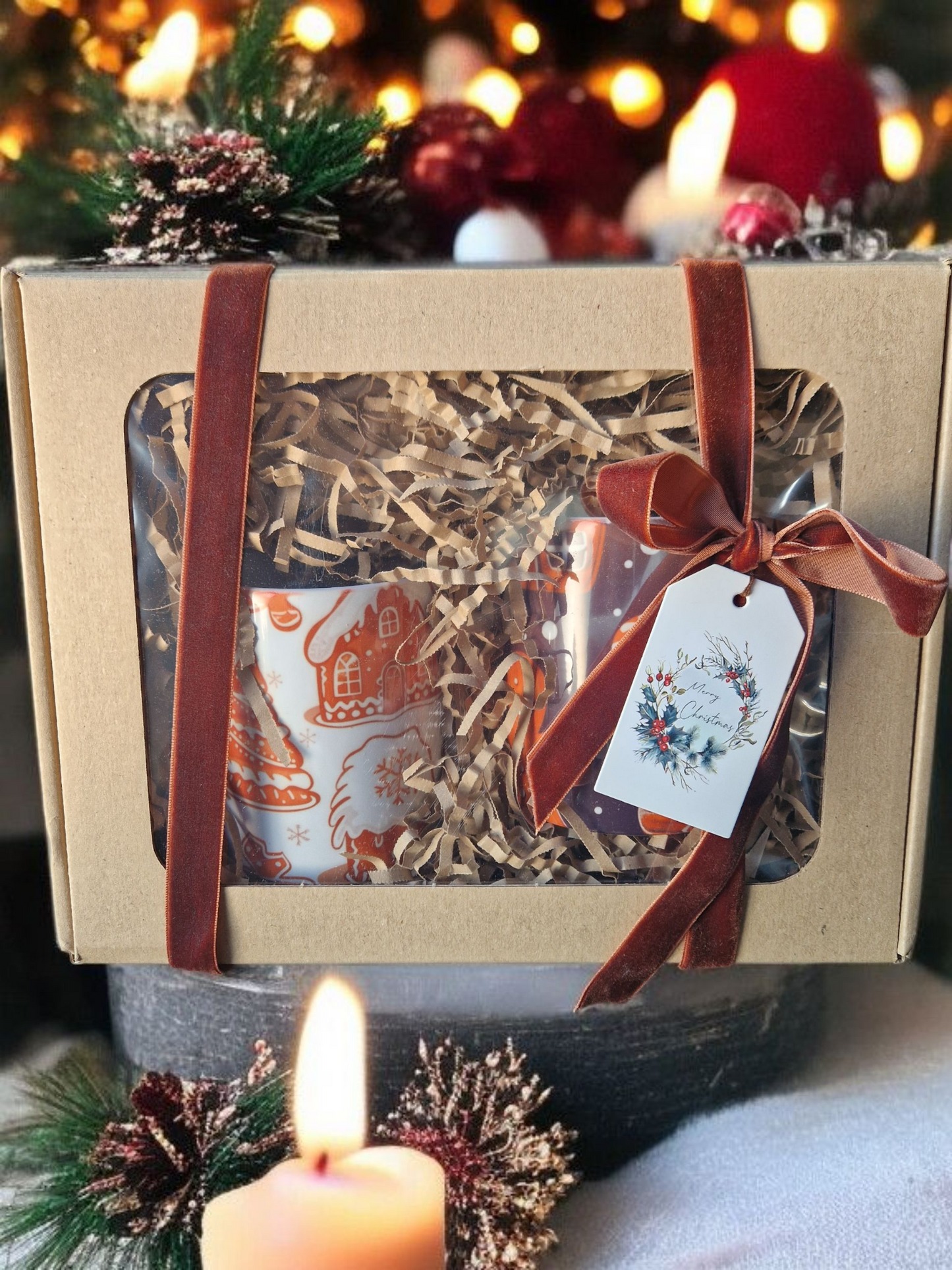 Gingerbread Christmas mugs gift box
