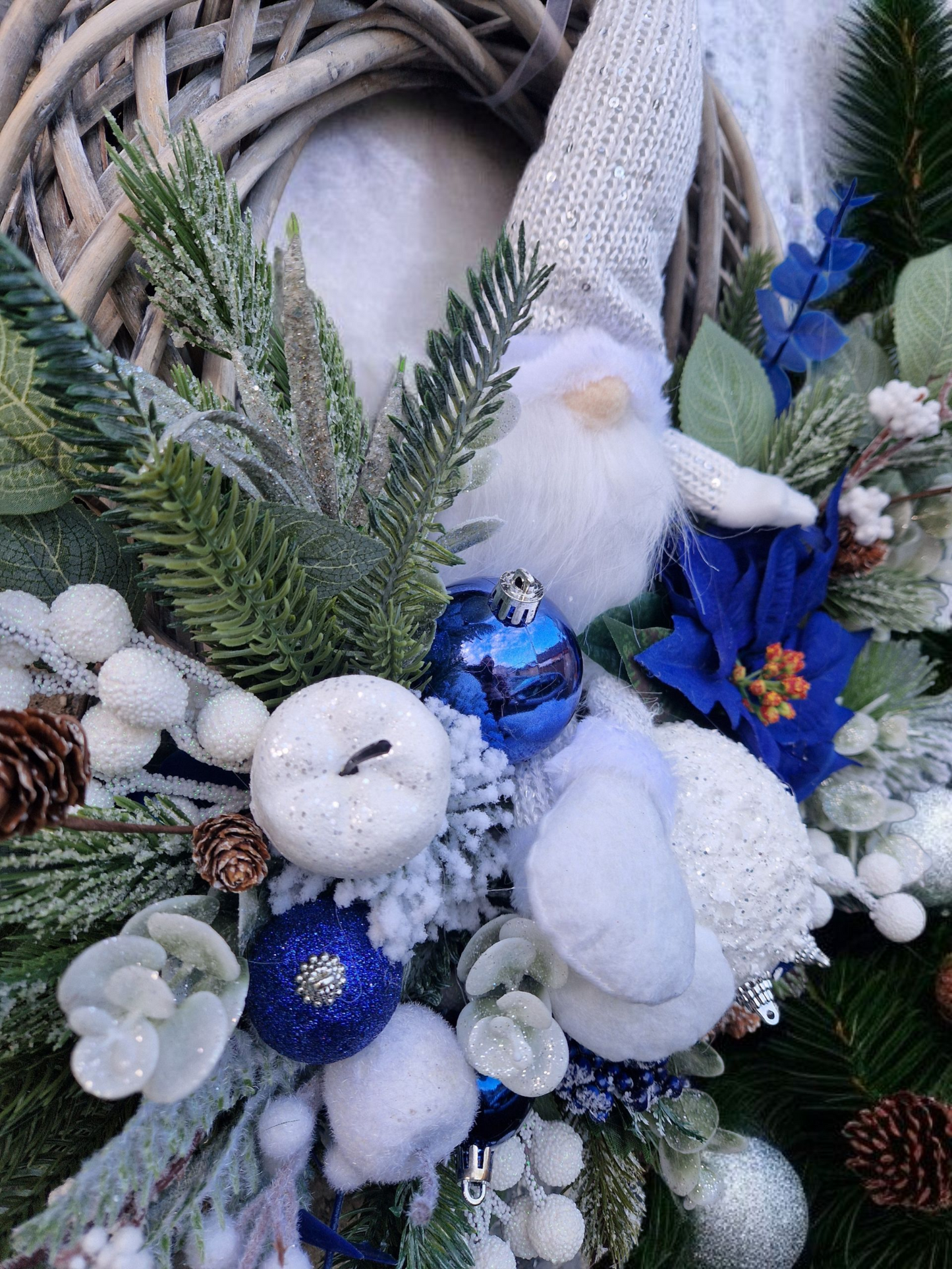 Christmas blue door wreath
