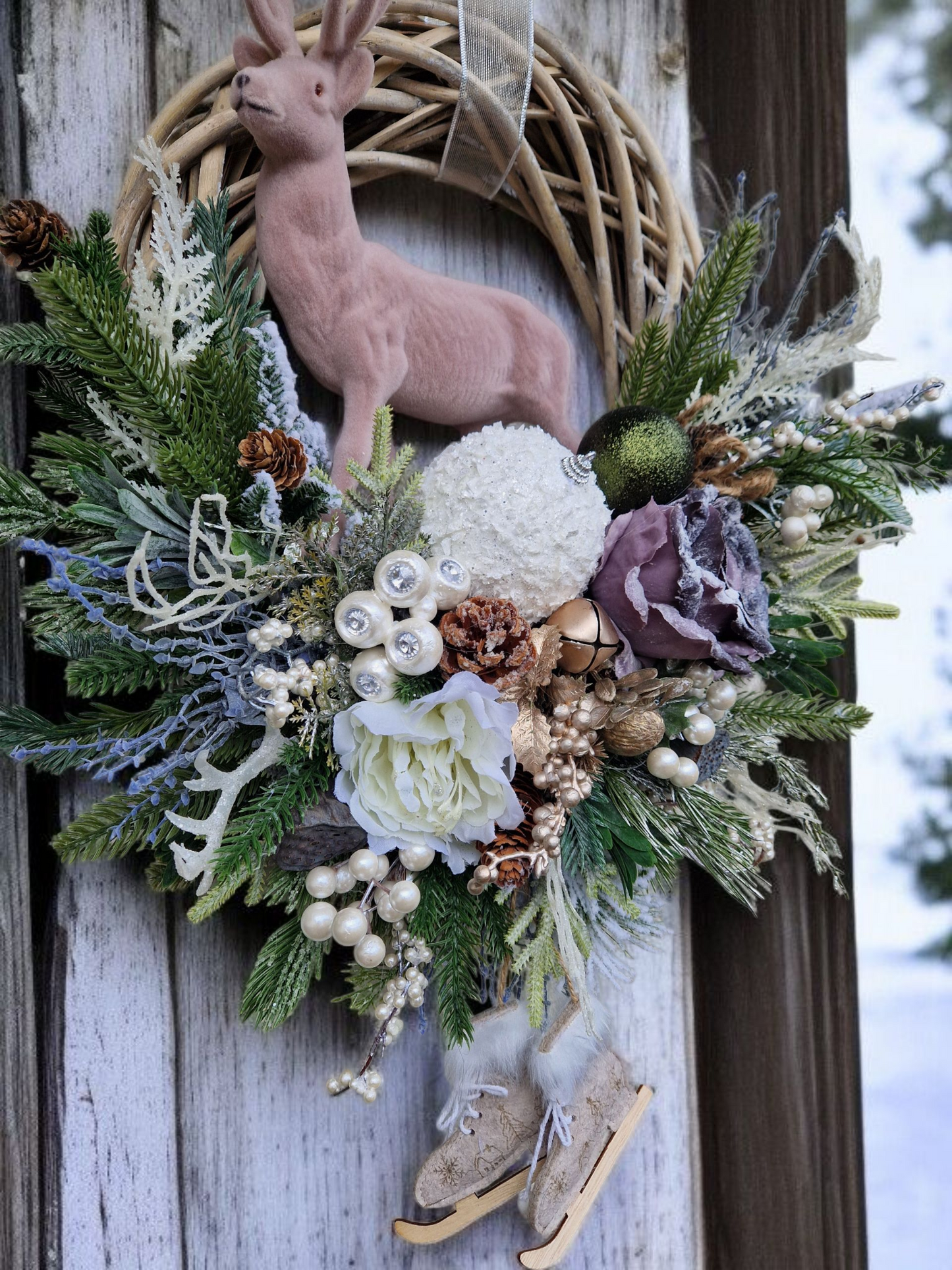 Reindeer Christmas door wreath
