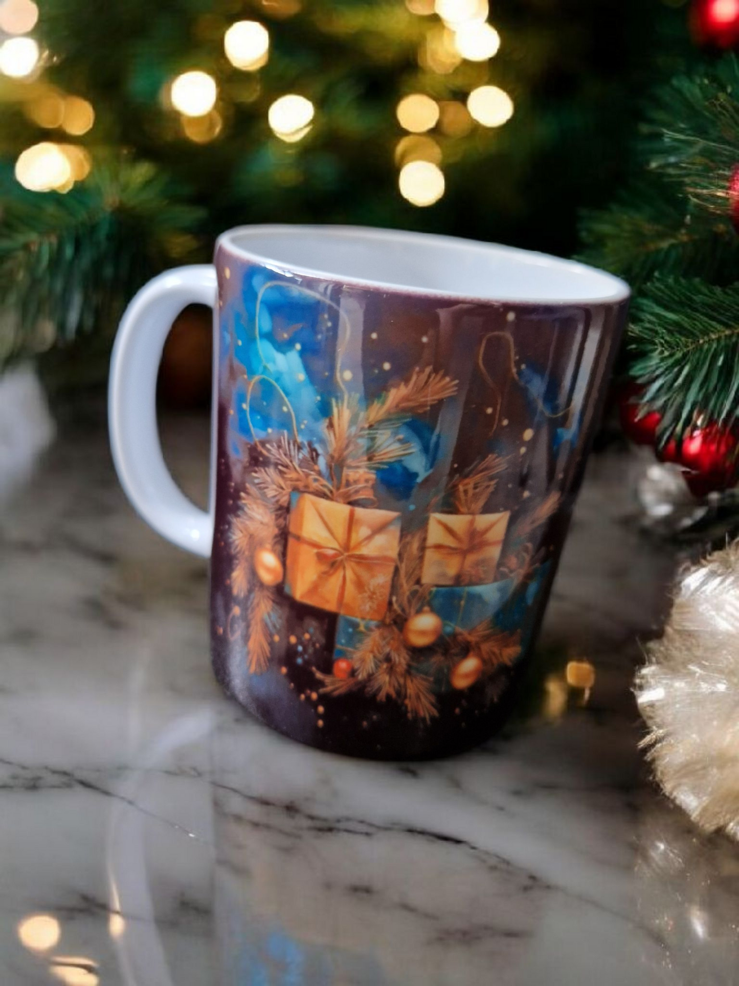 Christmas blue mugs gift box