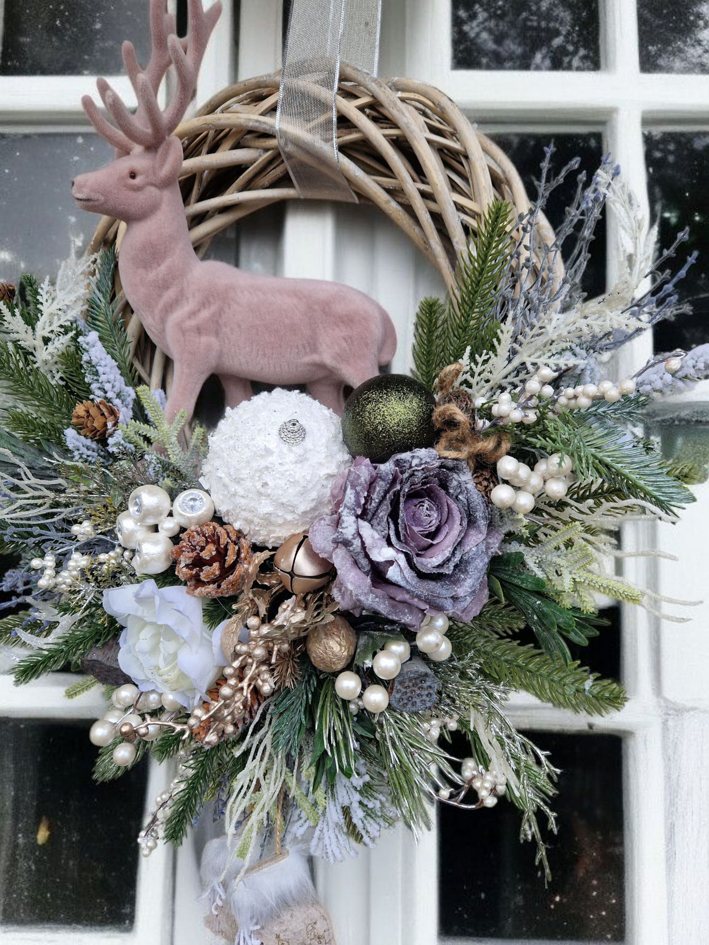 Reindeer Christmas door wreath
