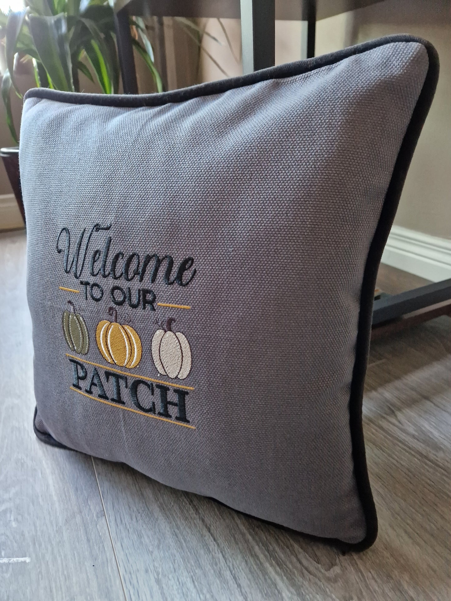 Embroidered Autumn cushion