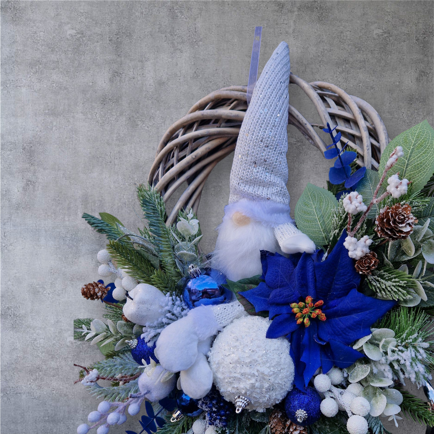 Christmas blue door wreath