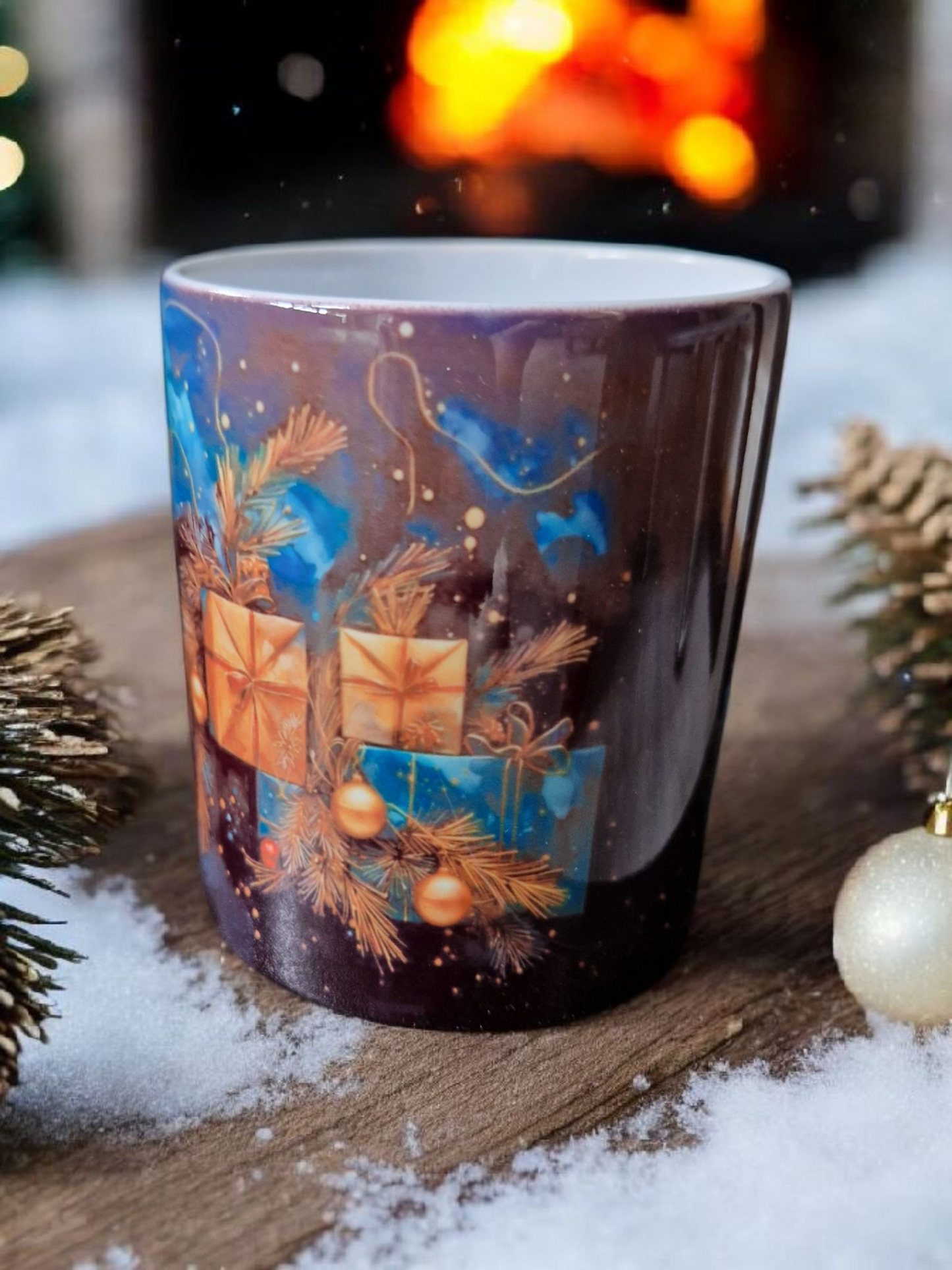 Christmas blue mugs gift box