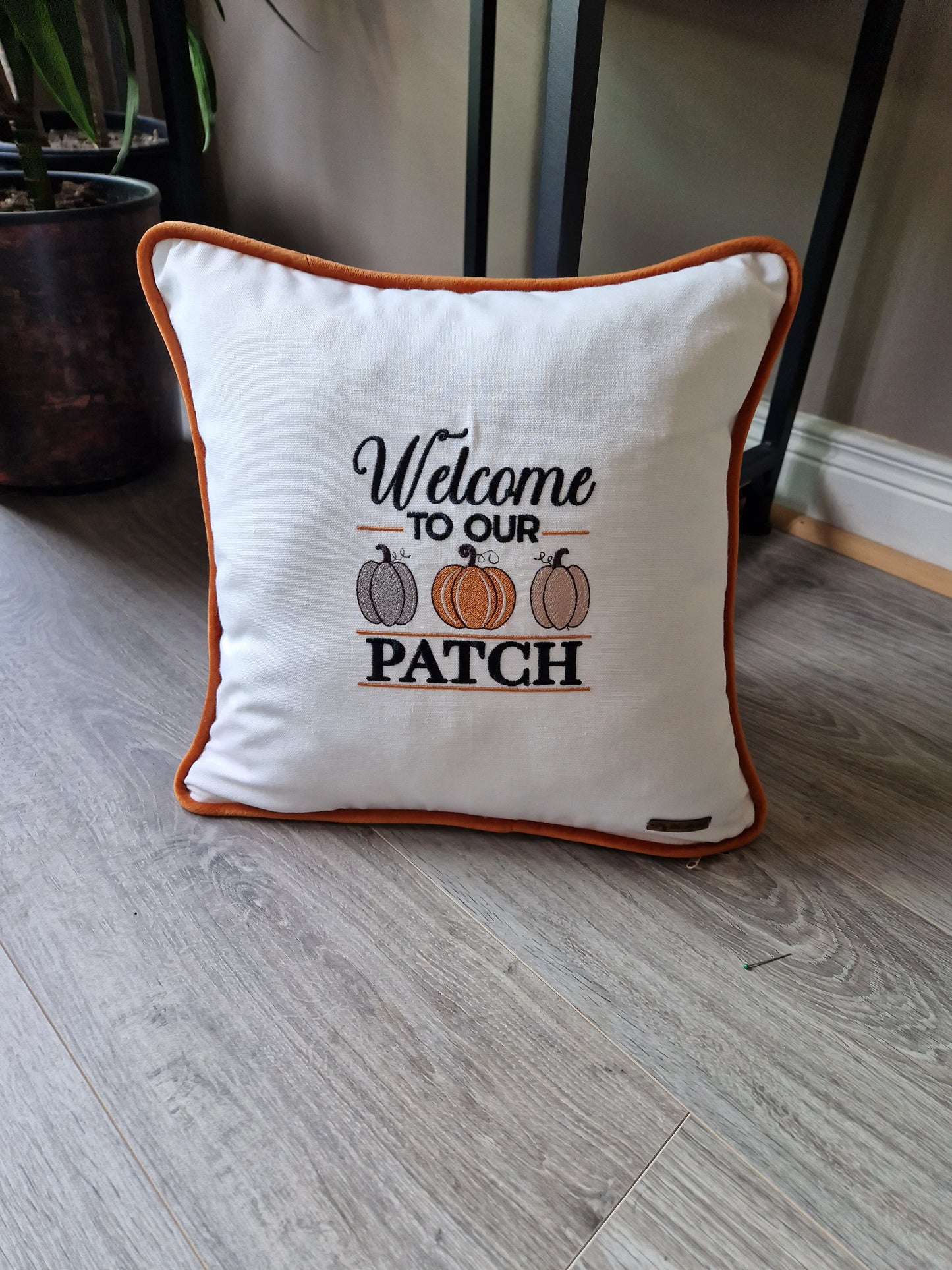 Embroidered Autumn cushion