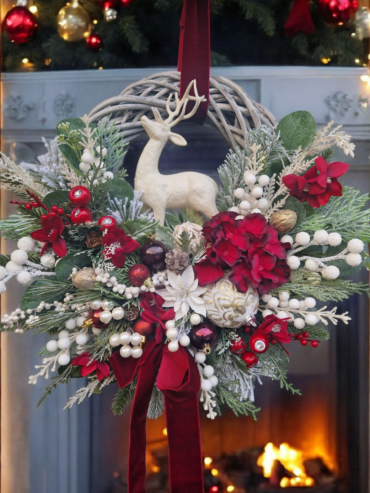 Reindeer Christmas door wreath