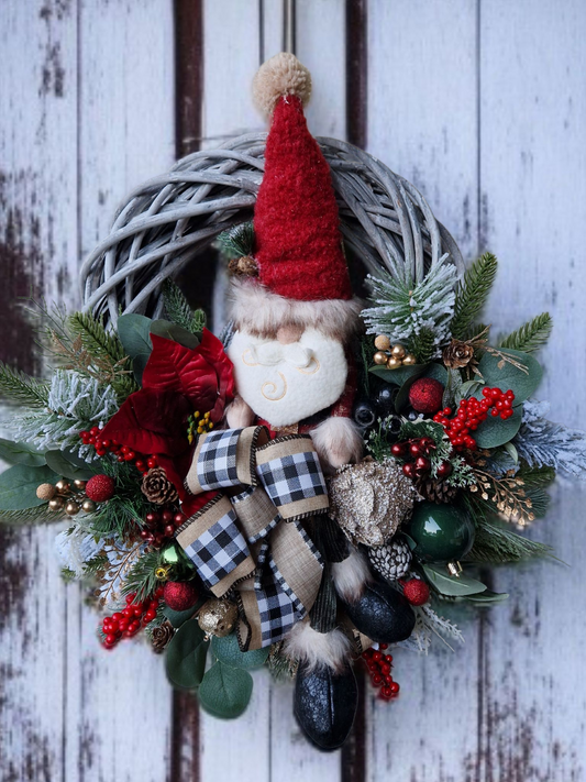 Christmas door wreath with Santa