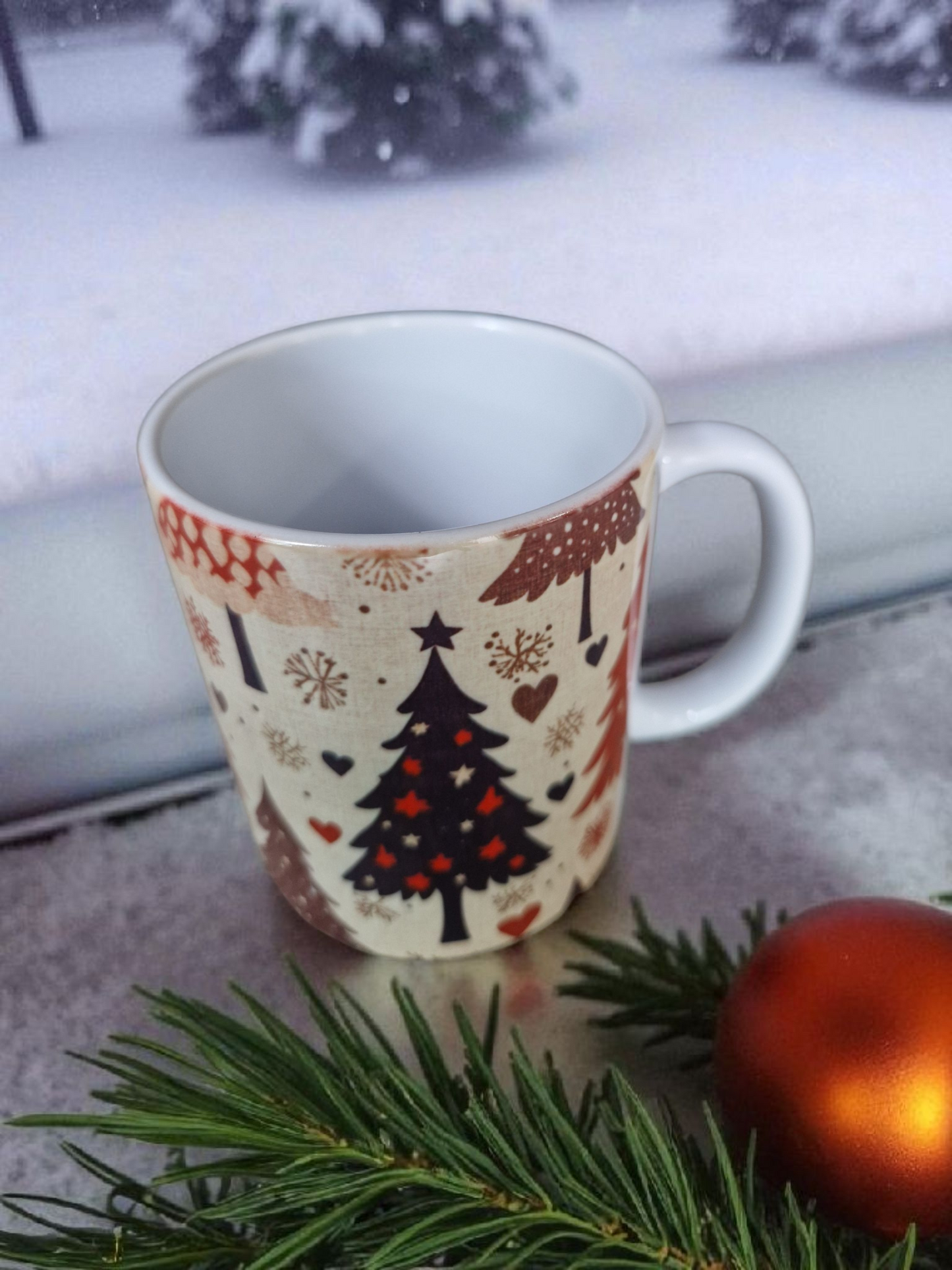 Christmas trees mugs gift box