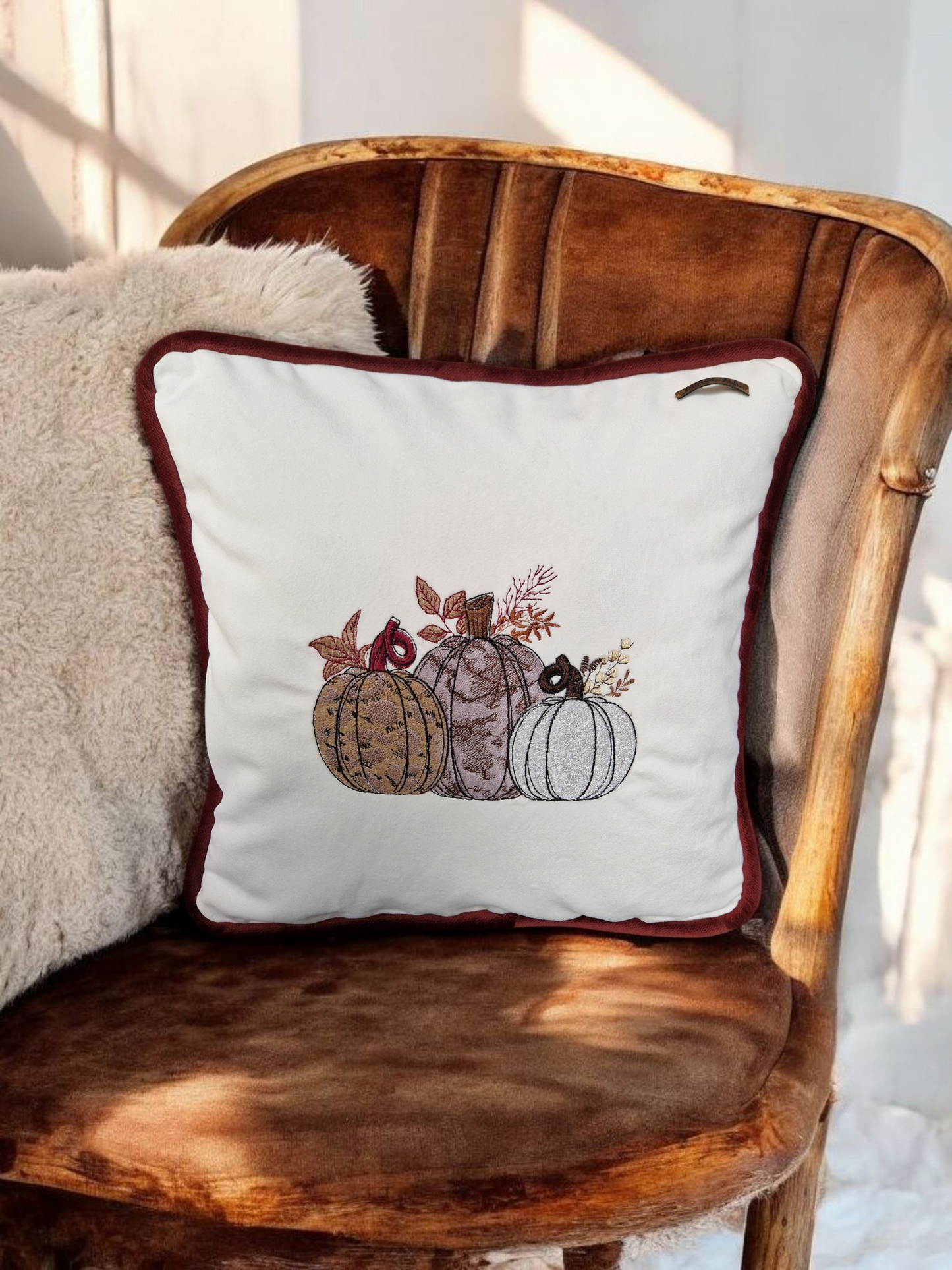 Embroidered Autumn Cushion