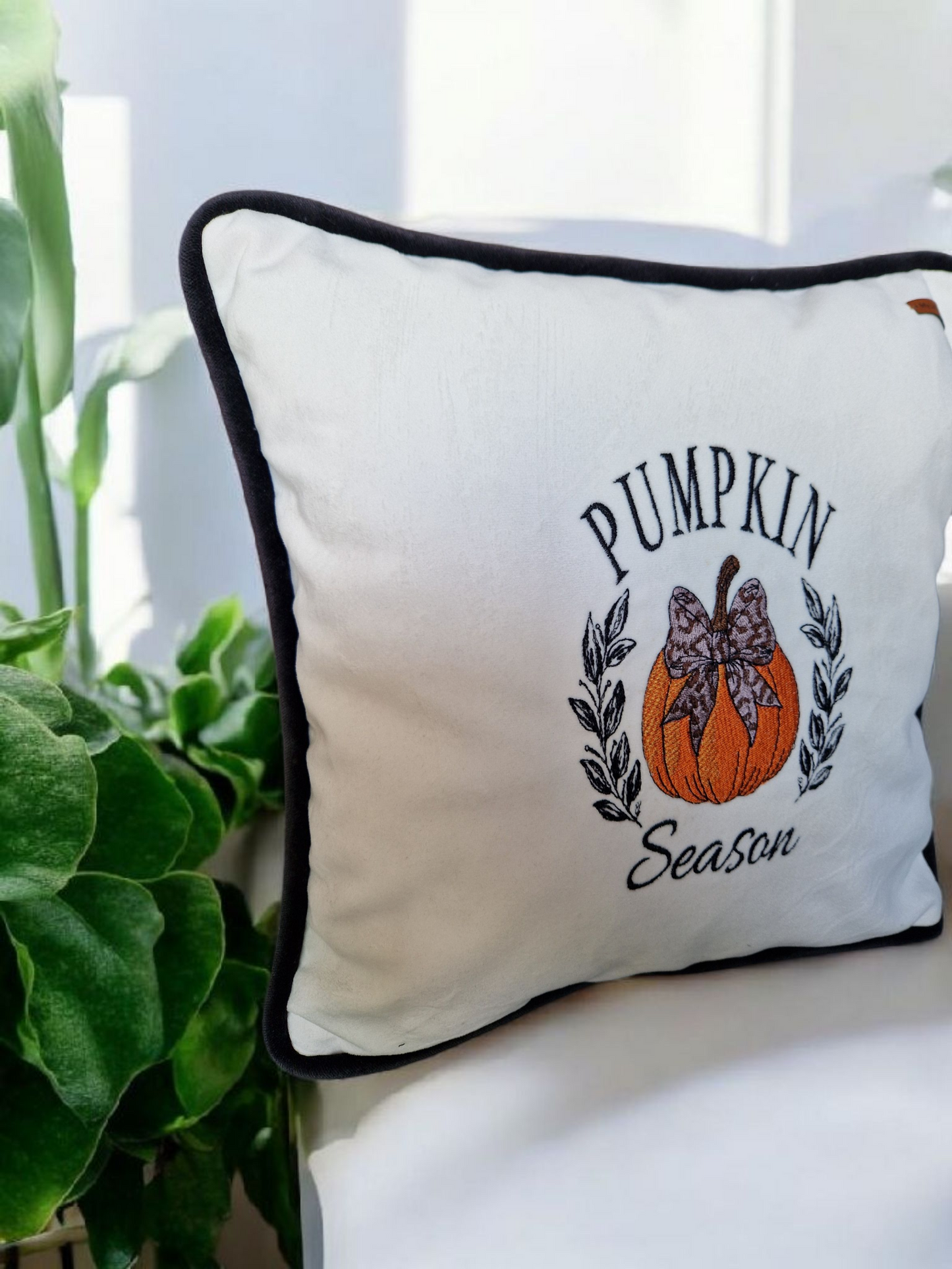 Embroidered Autumn Cushion