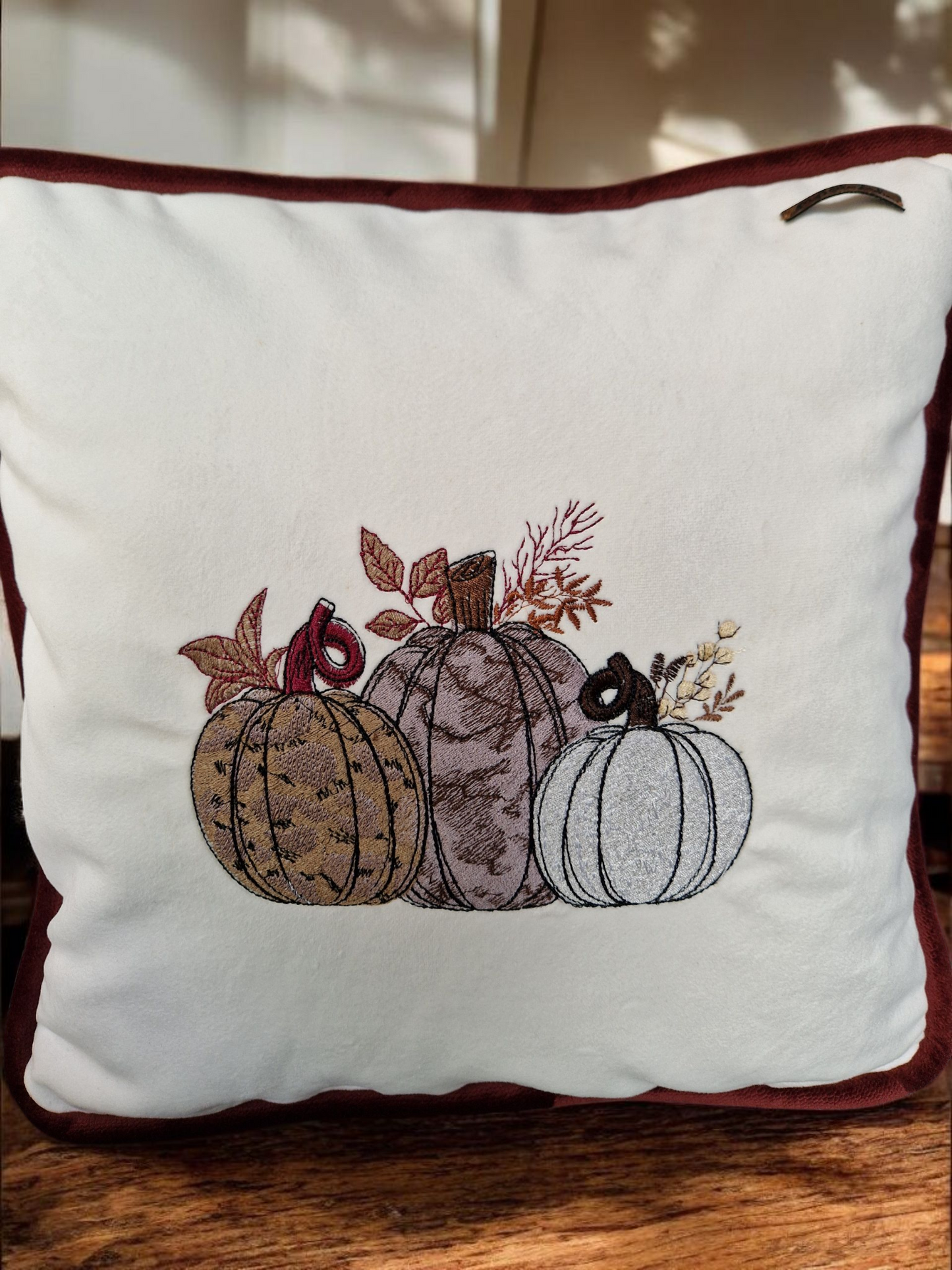Embroidered Autumn Cushion
