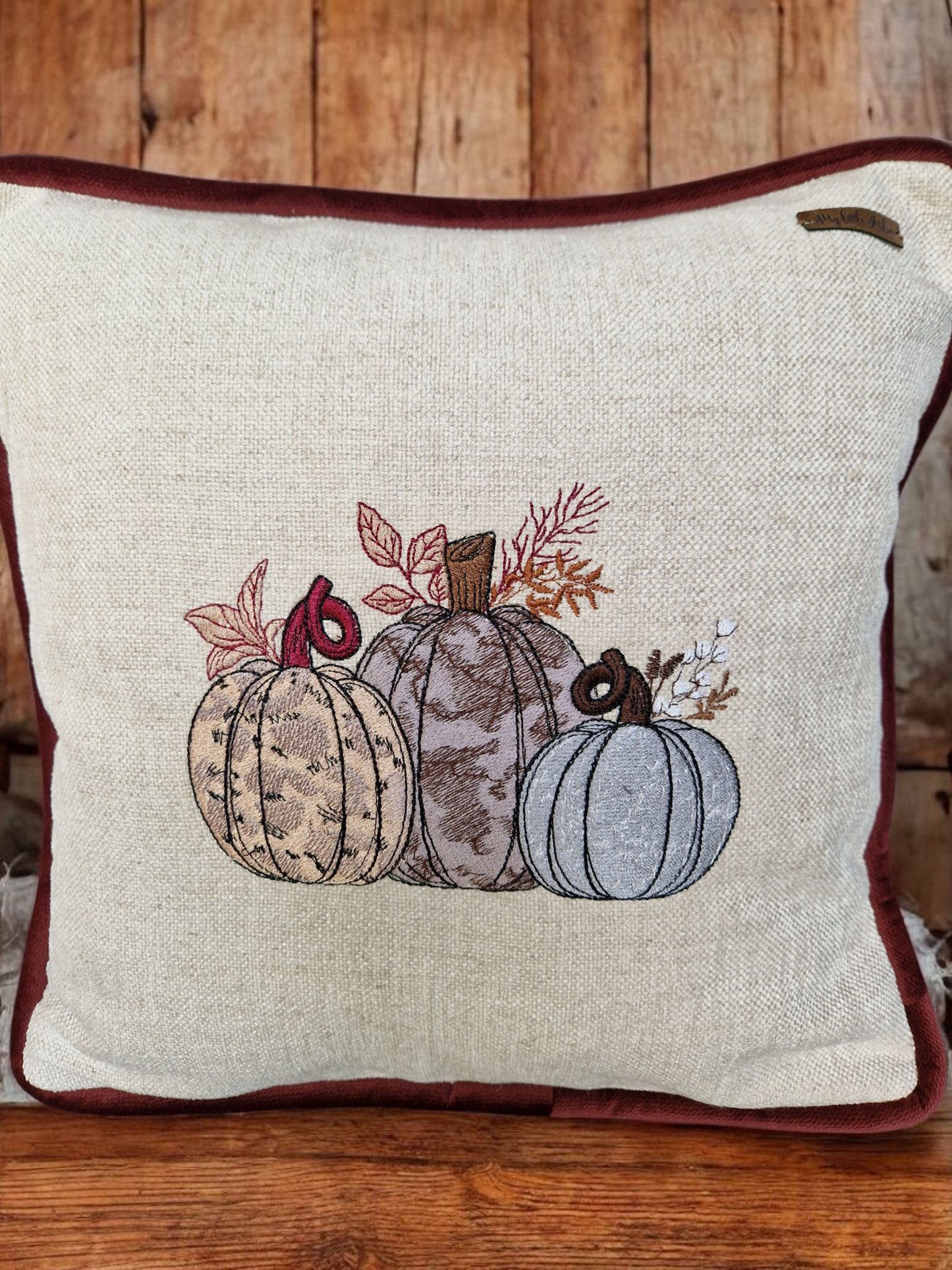 Embroidered Autumn Cushion