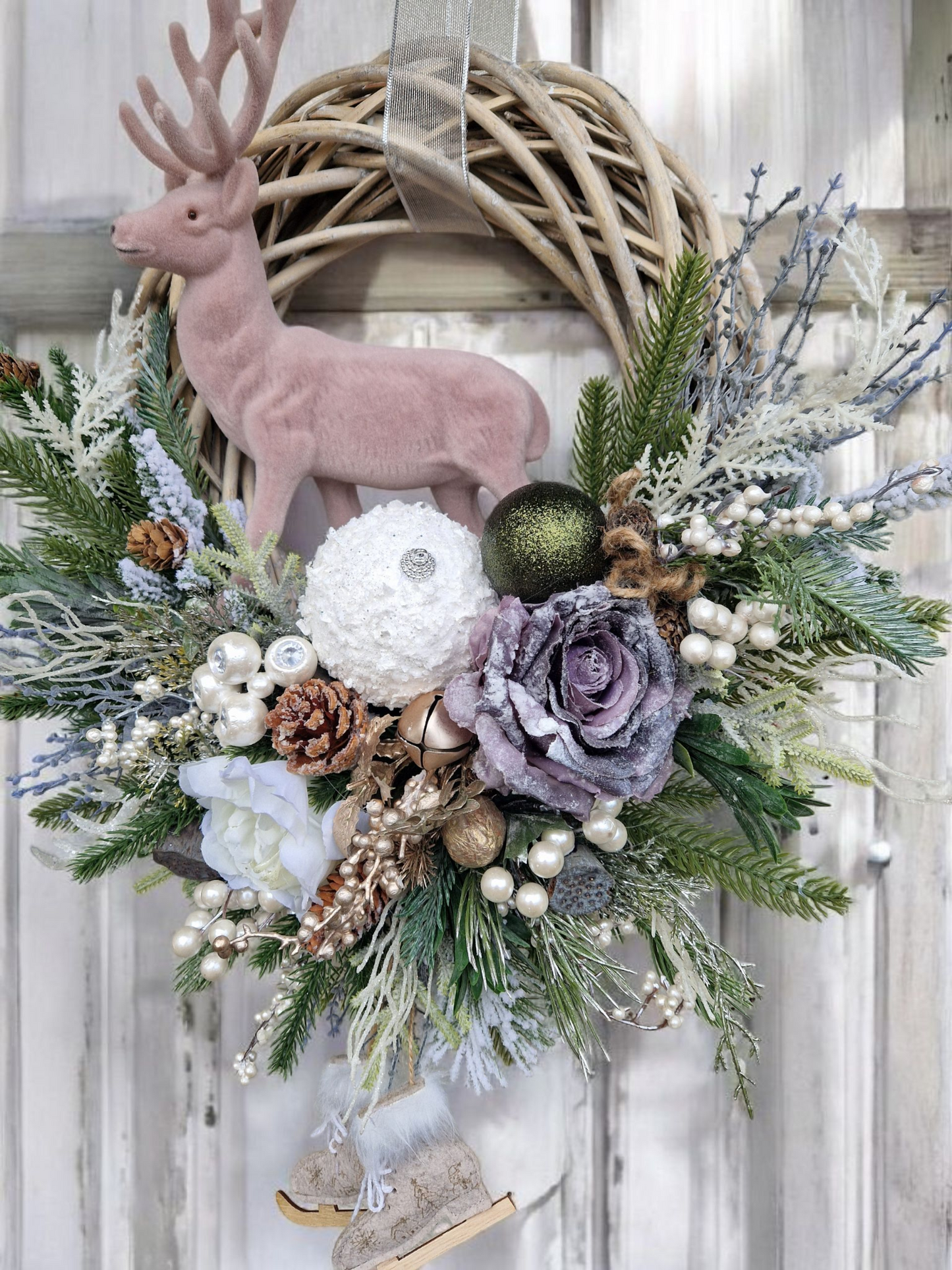 Reindeer Christmas door wreath