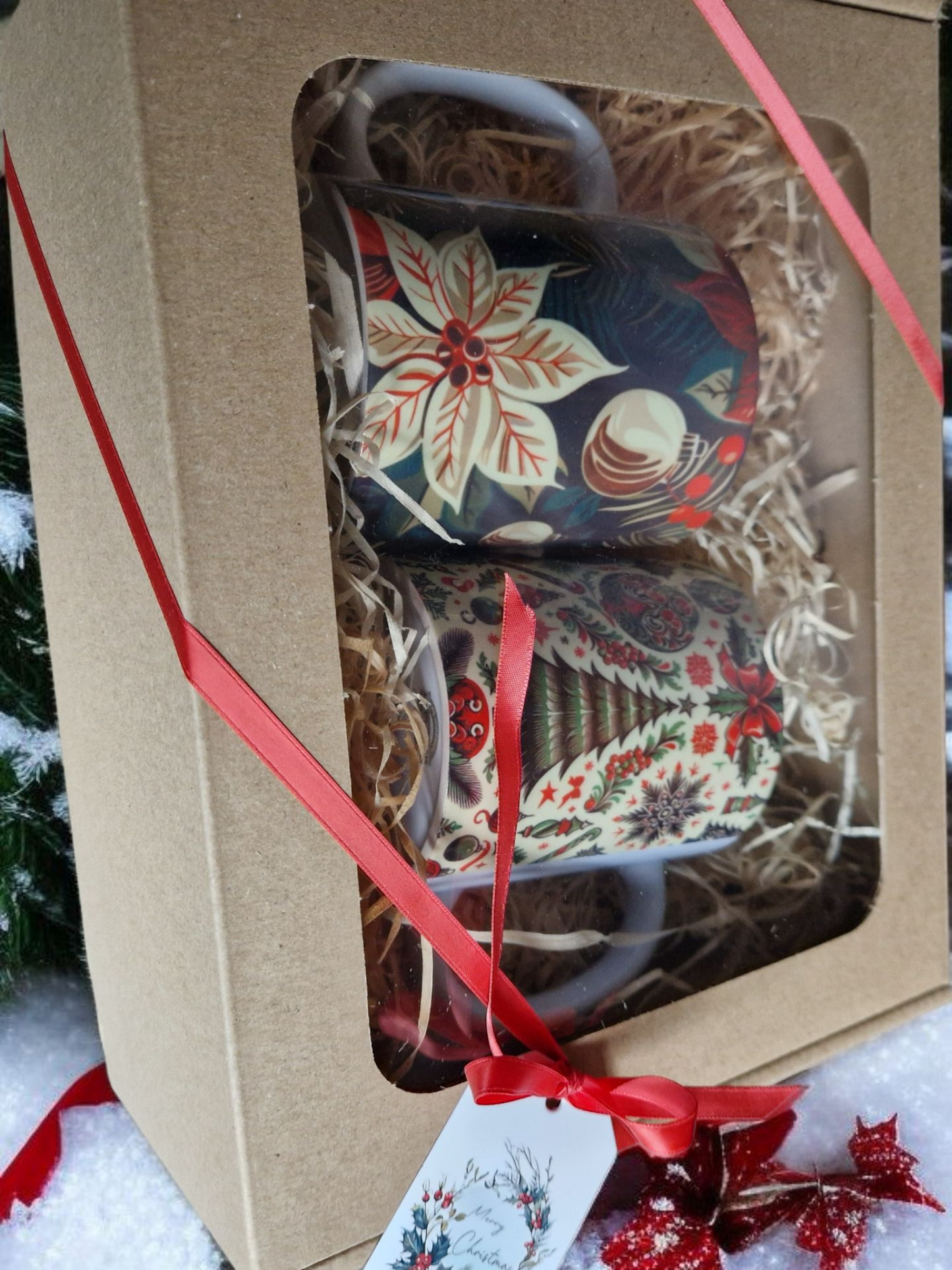 Christmas theme mugs gift box