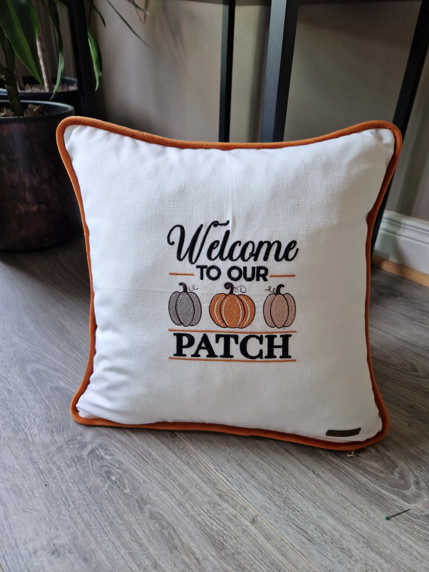 Embroidered Autumn cushion