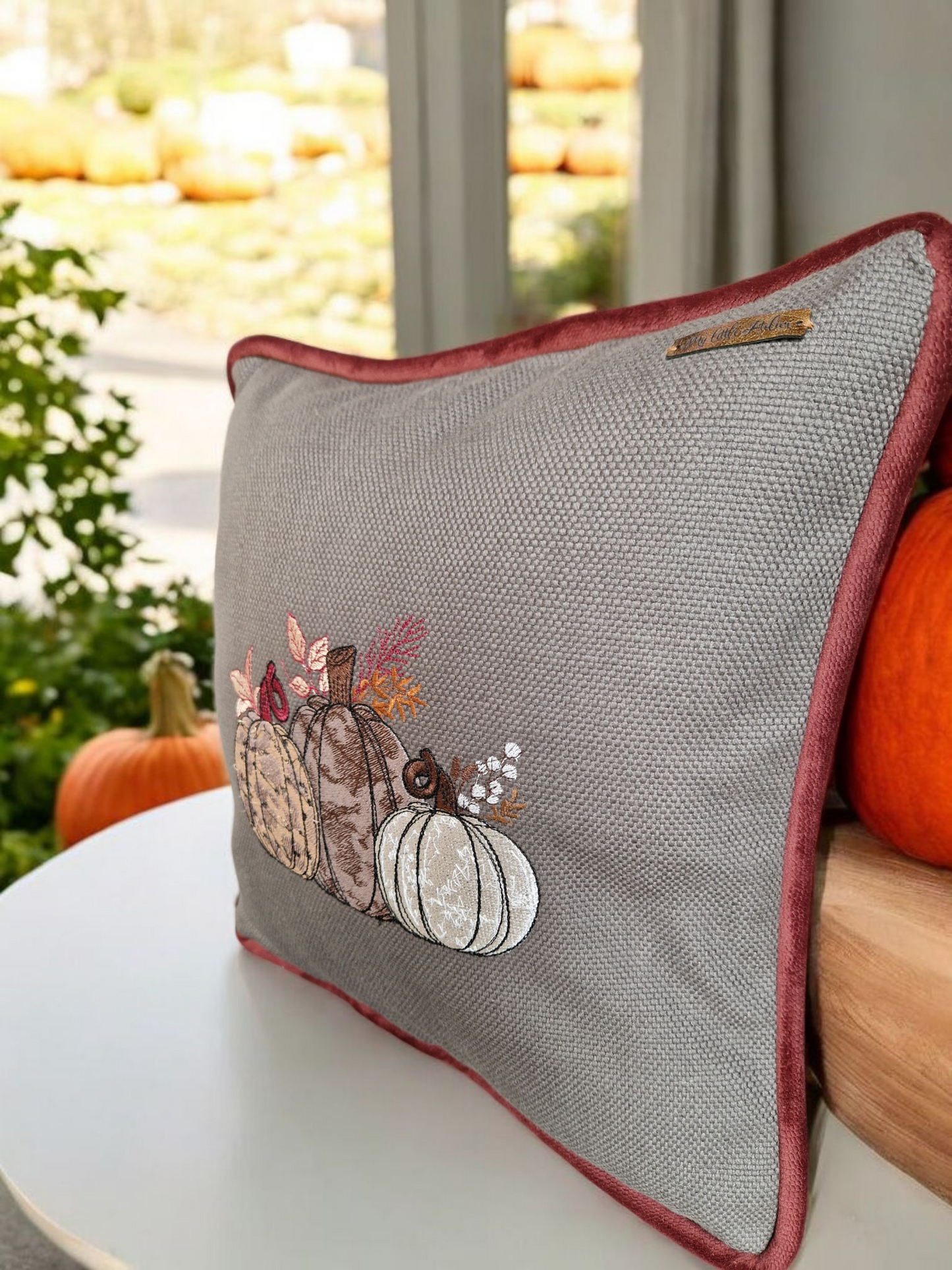 Embroidered Autumn Cushion