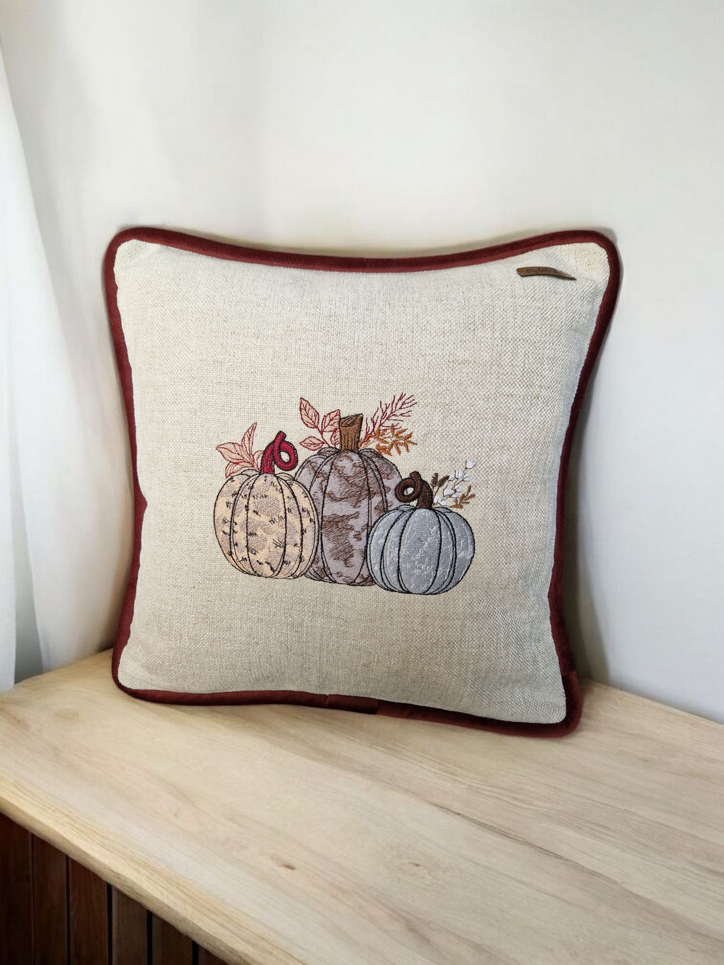 Embroidered Autumn Cushion