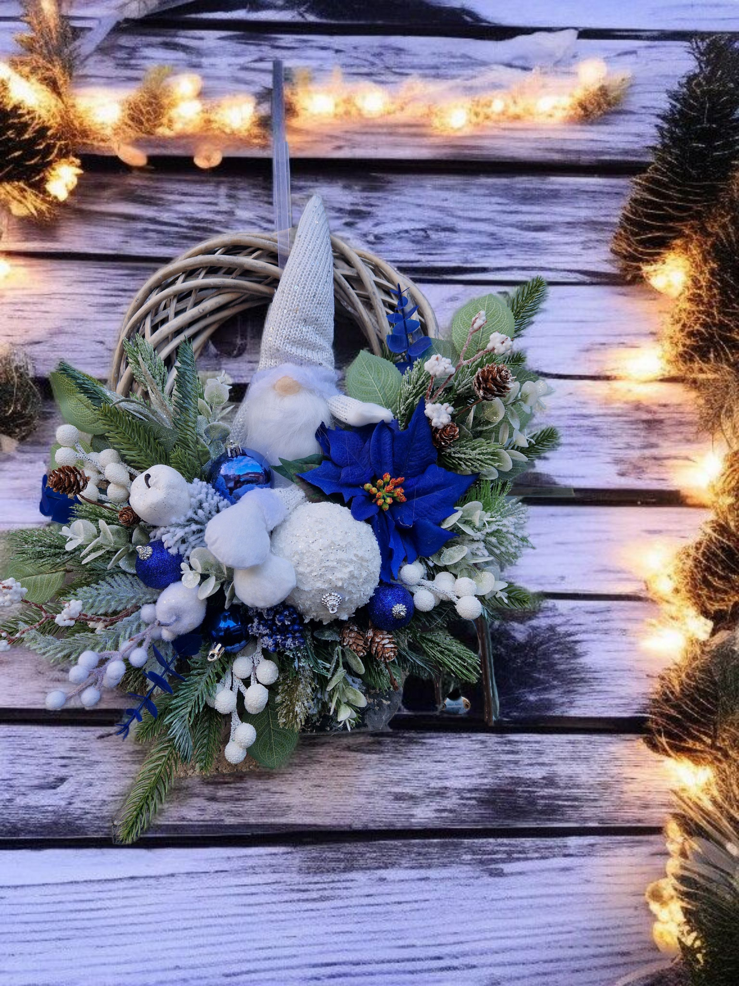Christmas blue door wreath