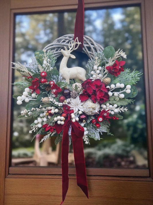 Reindeer Christmas door wreath