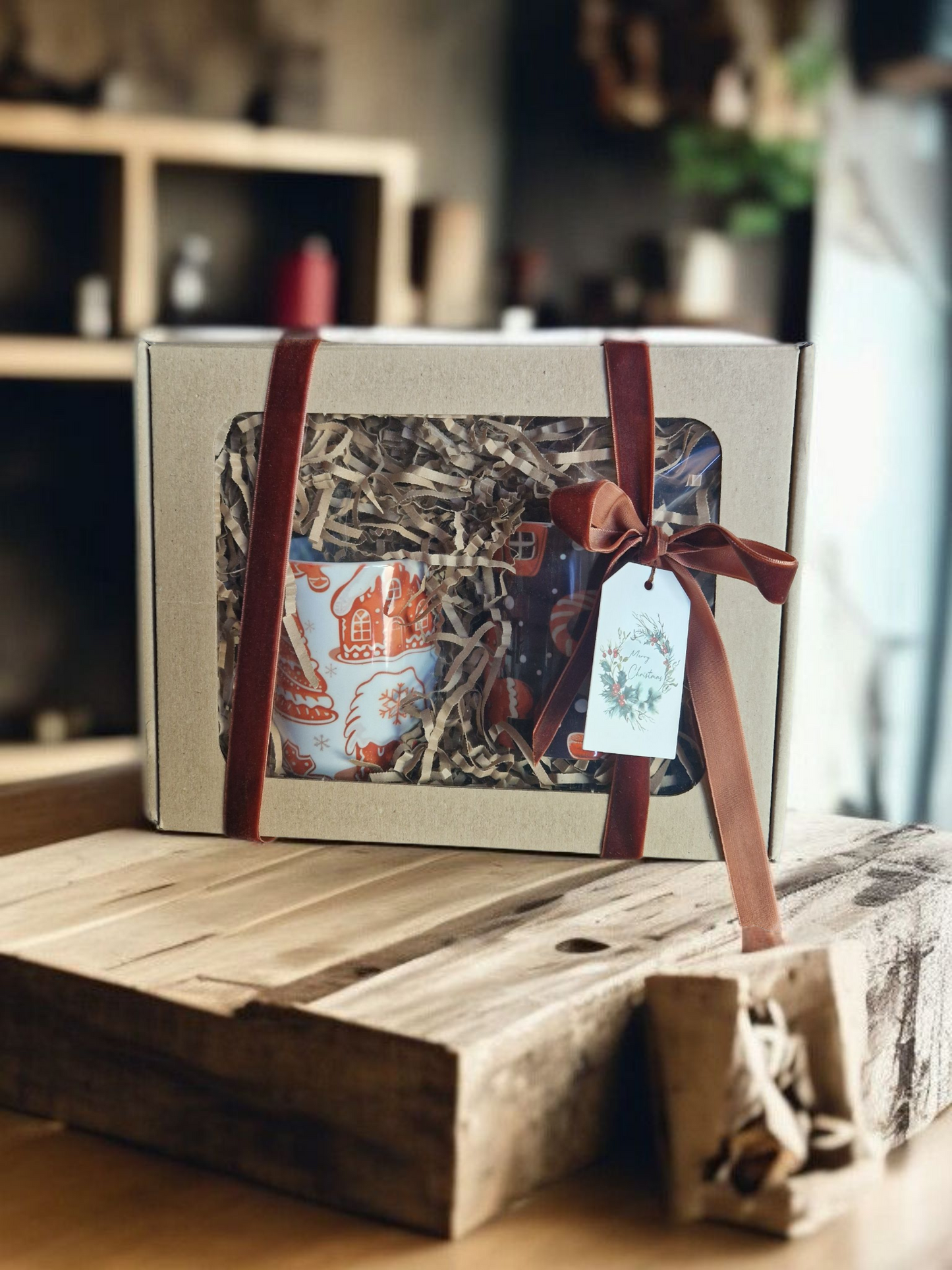 Gingerbread Christmas mugs gift box