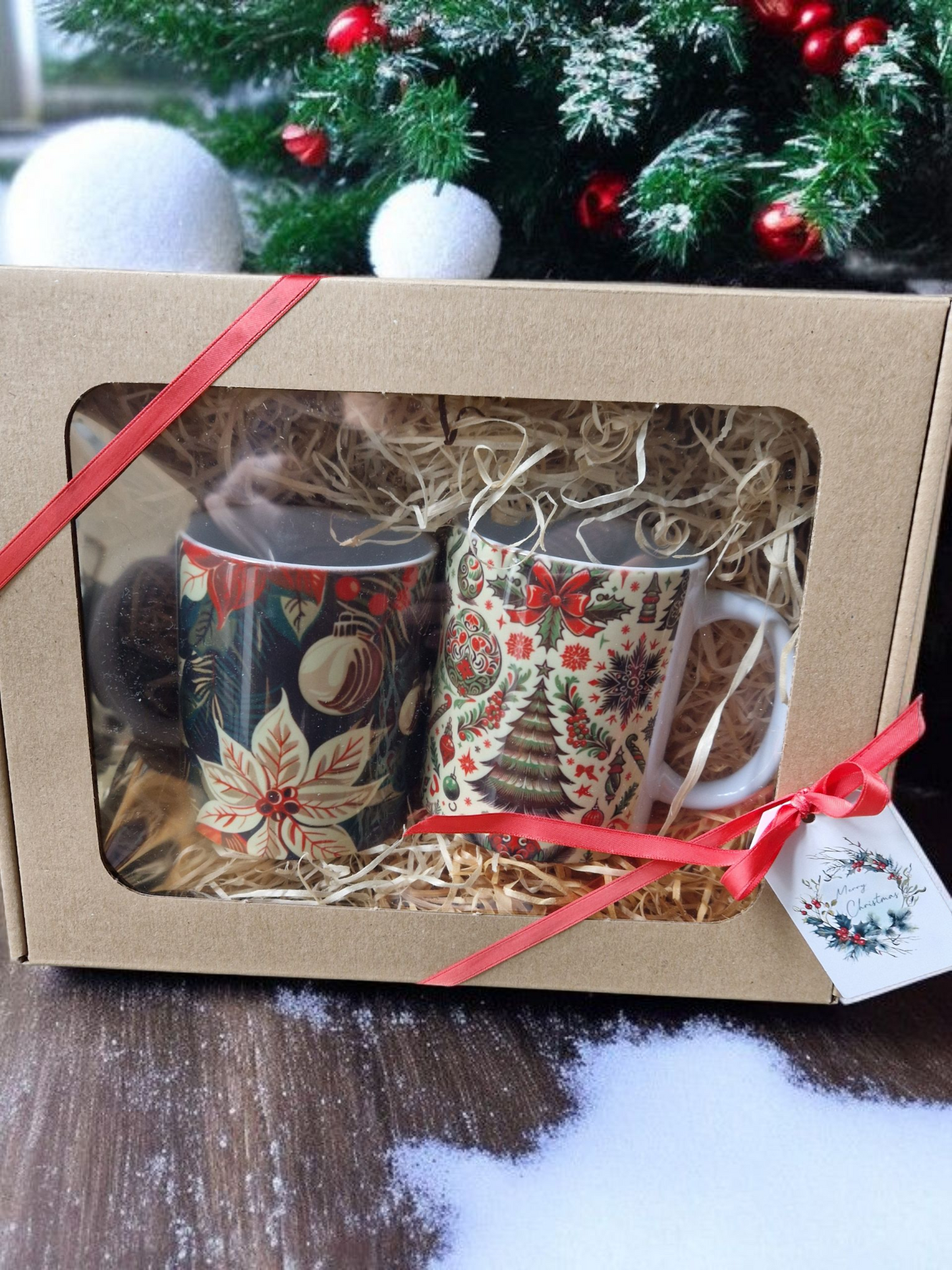 Christmas theme mugs gift box