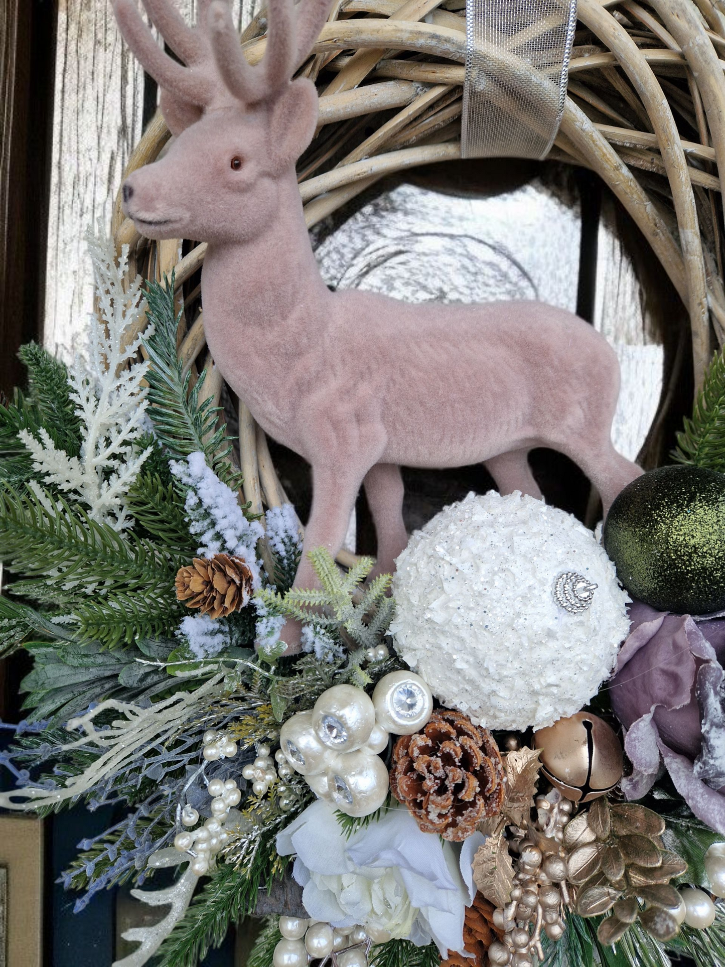 Reindeer Christmas door wreath