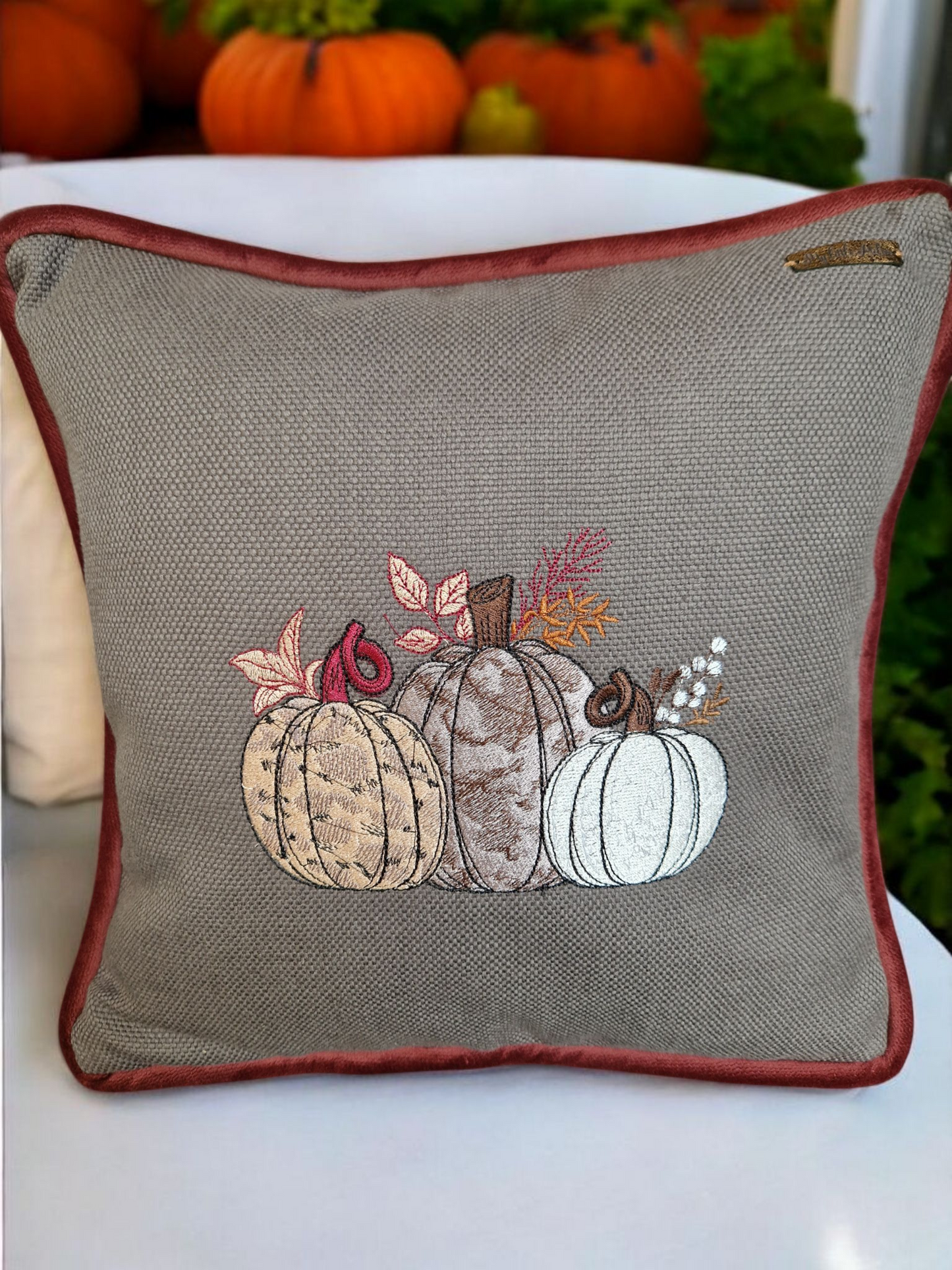 Embroidered Autumn Cushion