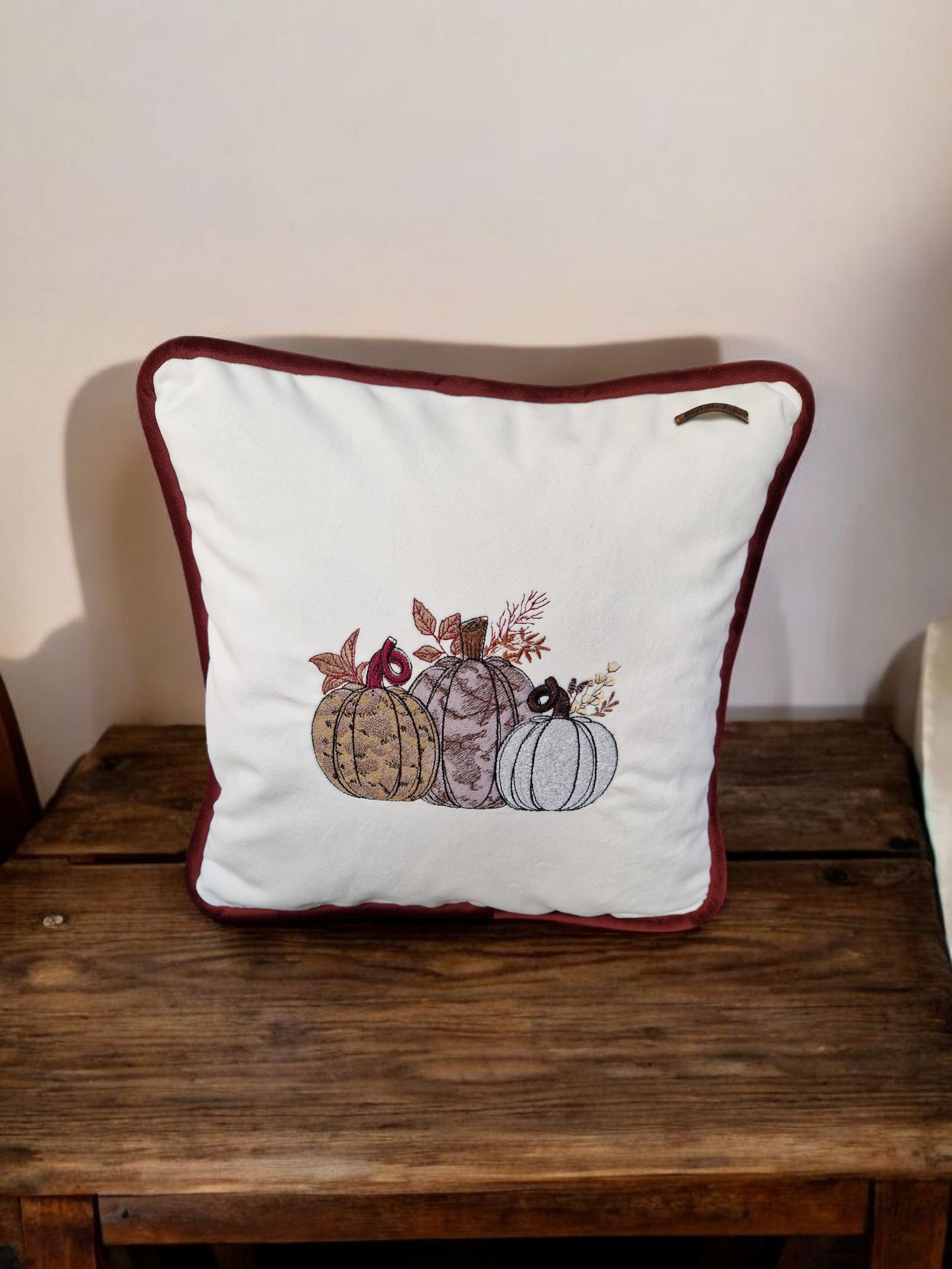 Embroidered Autumn Cushion