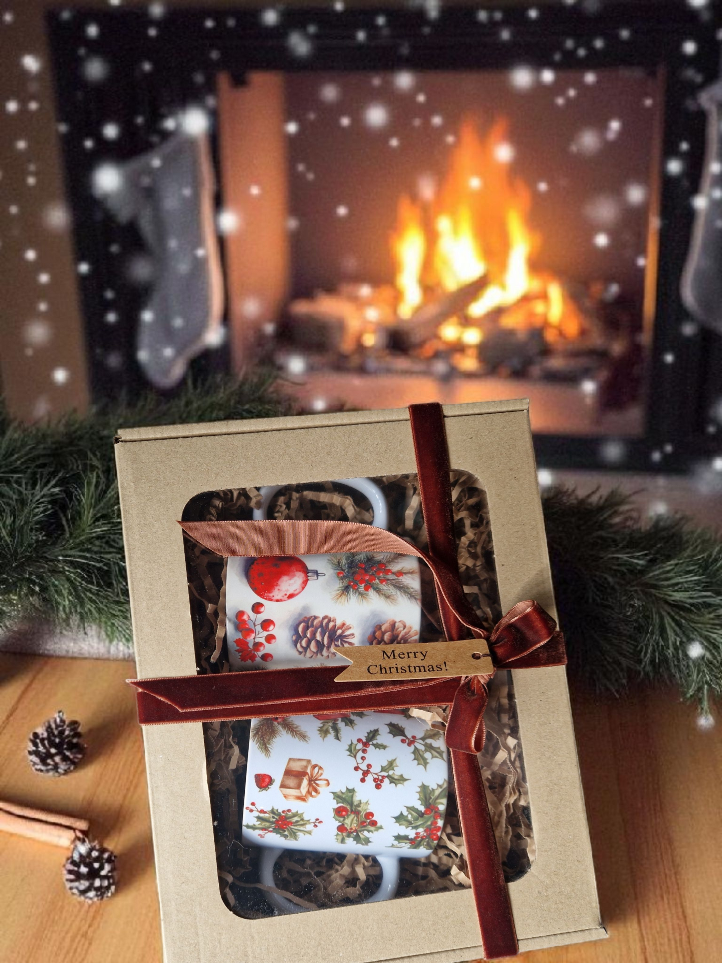 Christmas theme mugs gift box