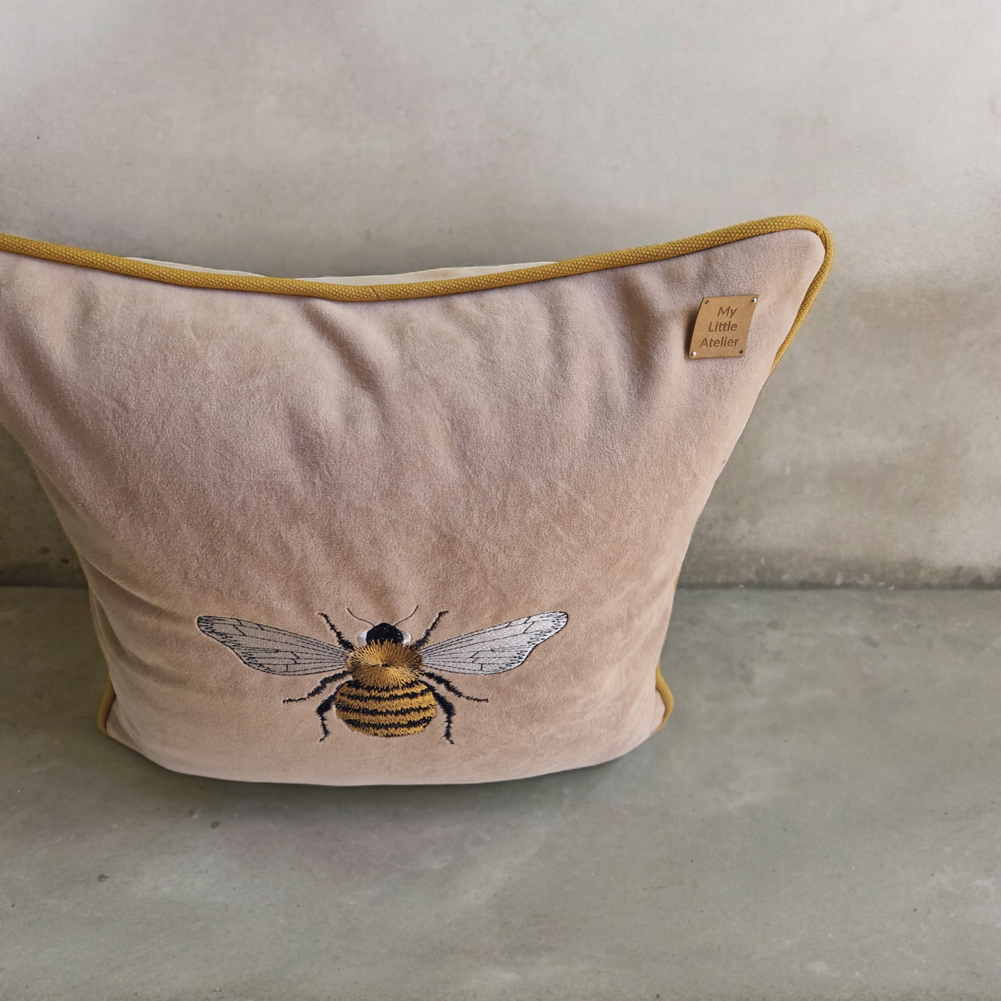 Embroidery "Bee" velvet cushion