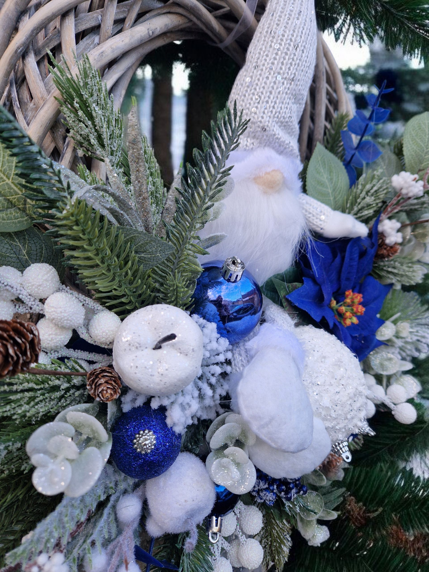 Christmas blue door wreath