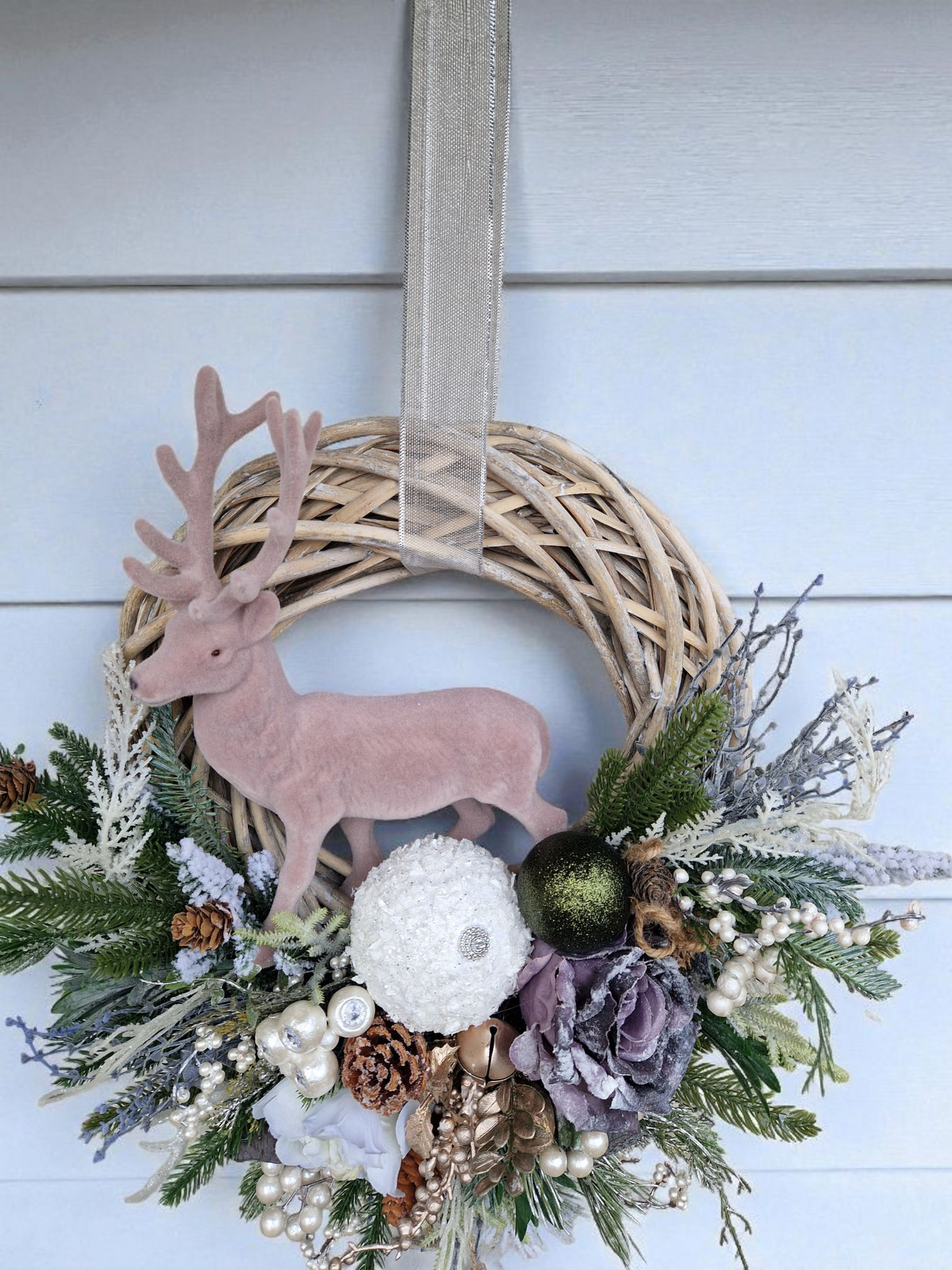 Reindeer Christmas door wreath