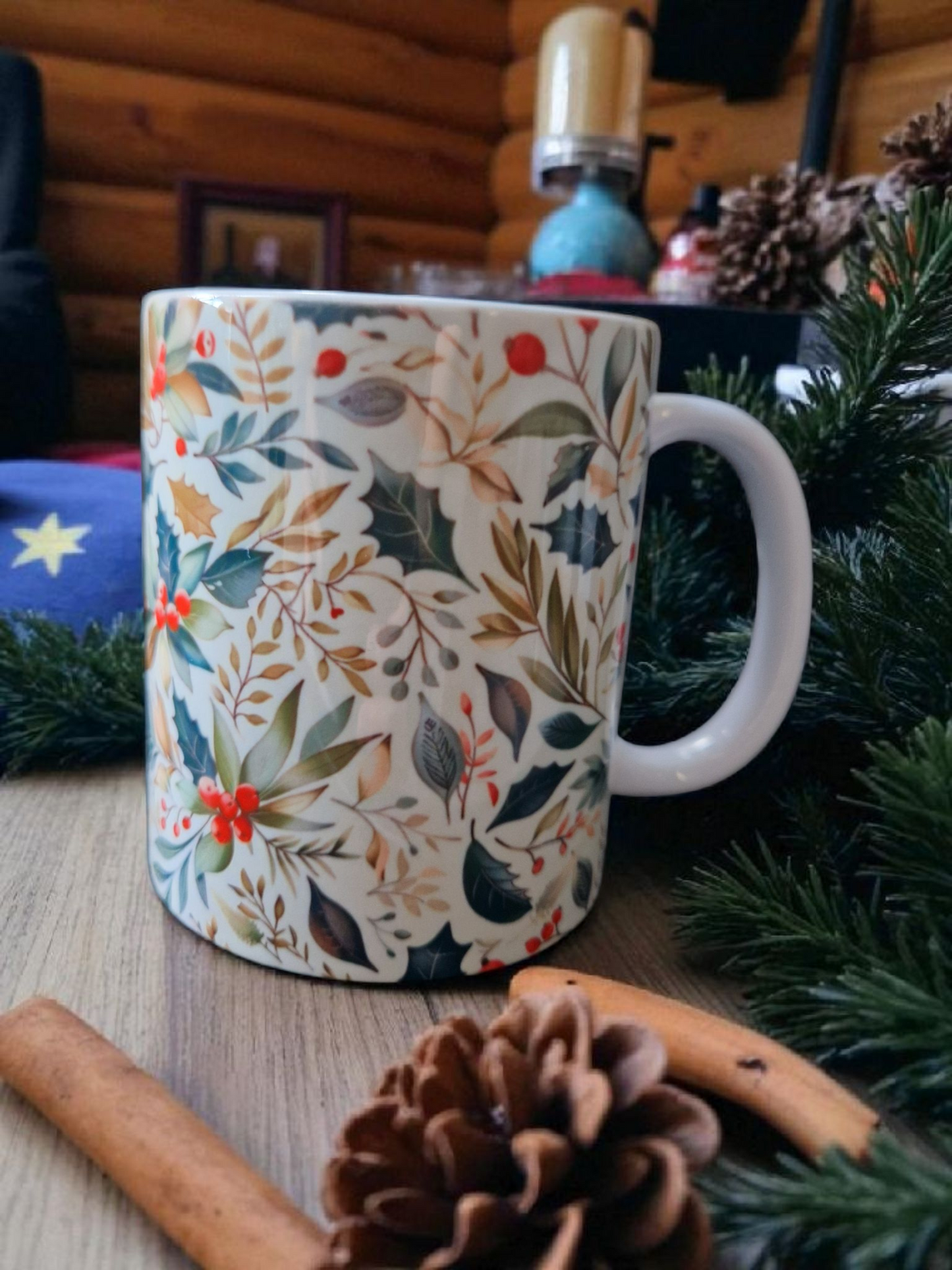 Holy berries Christmas mug