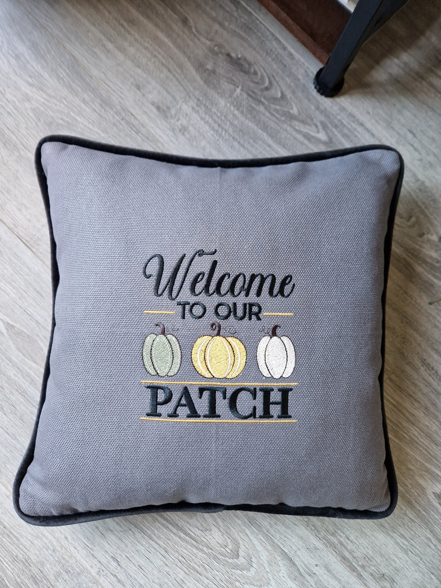 Embroidered Autumn cushion