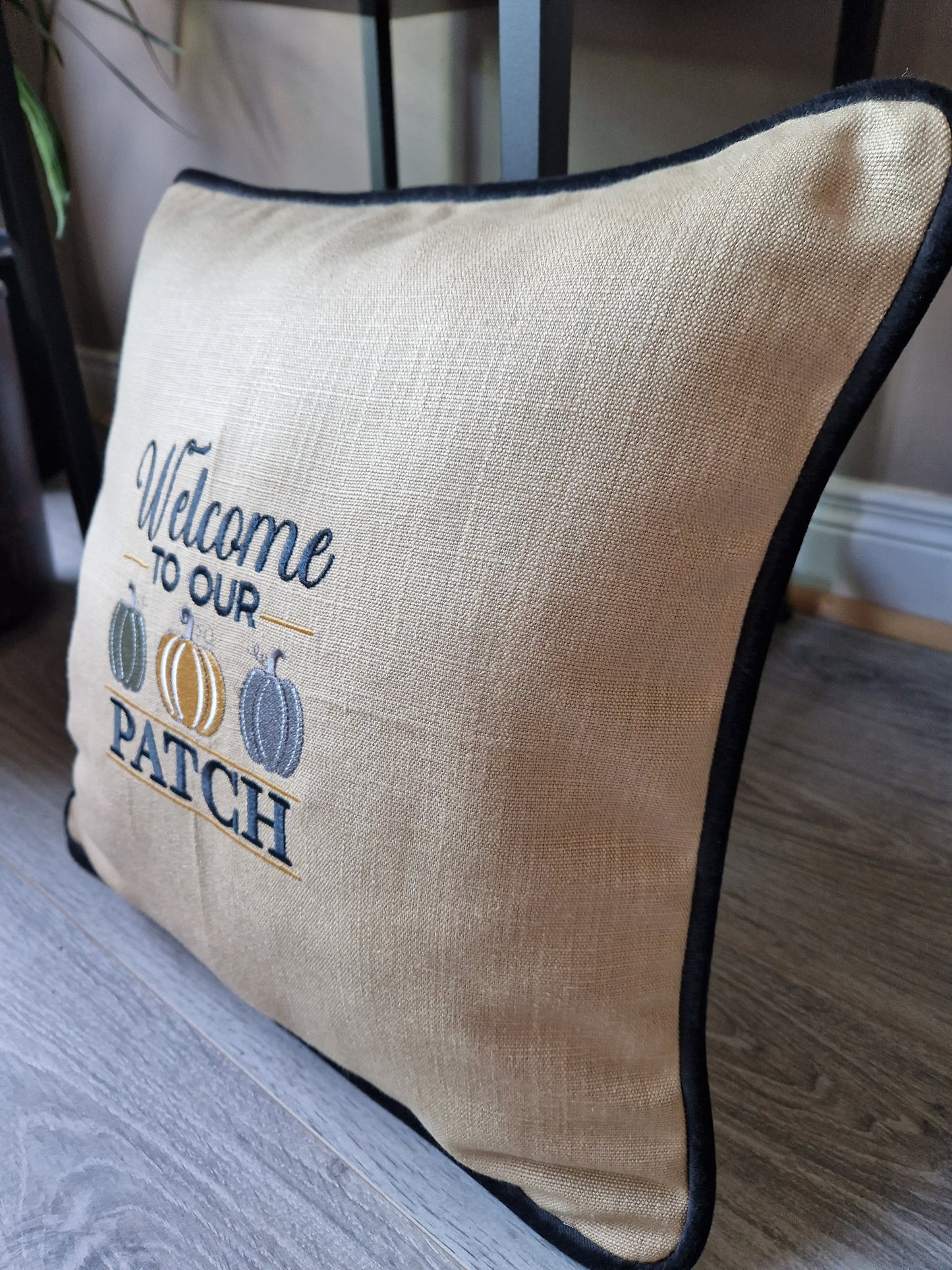 Embroidered Autumn cushion