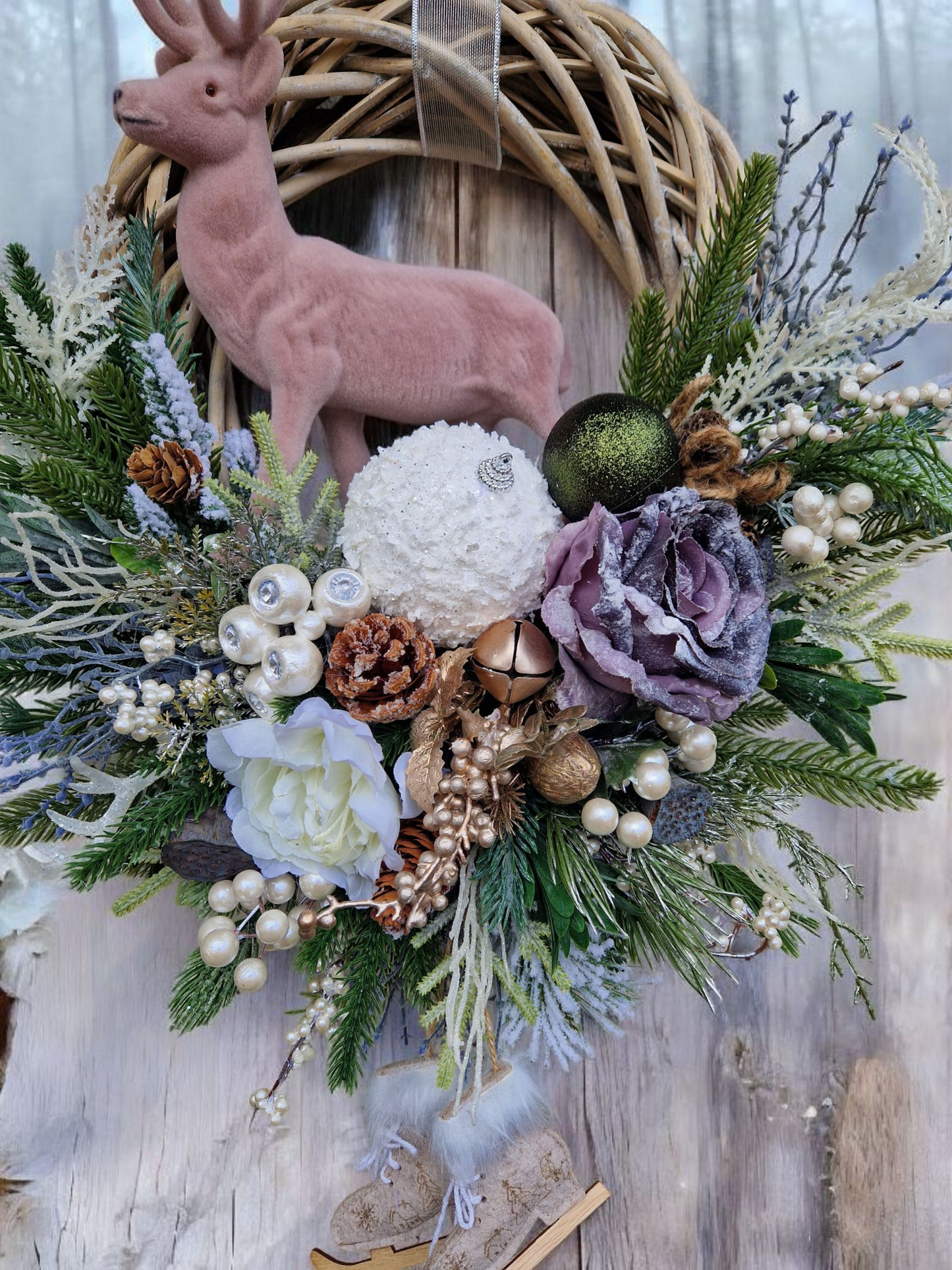 Reindeer Christmas door wreath