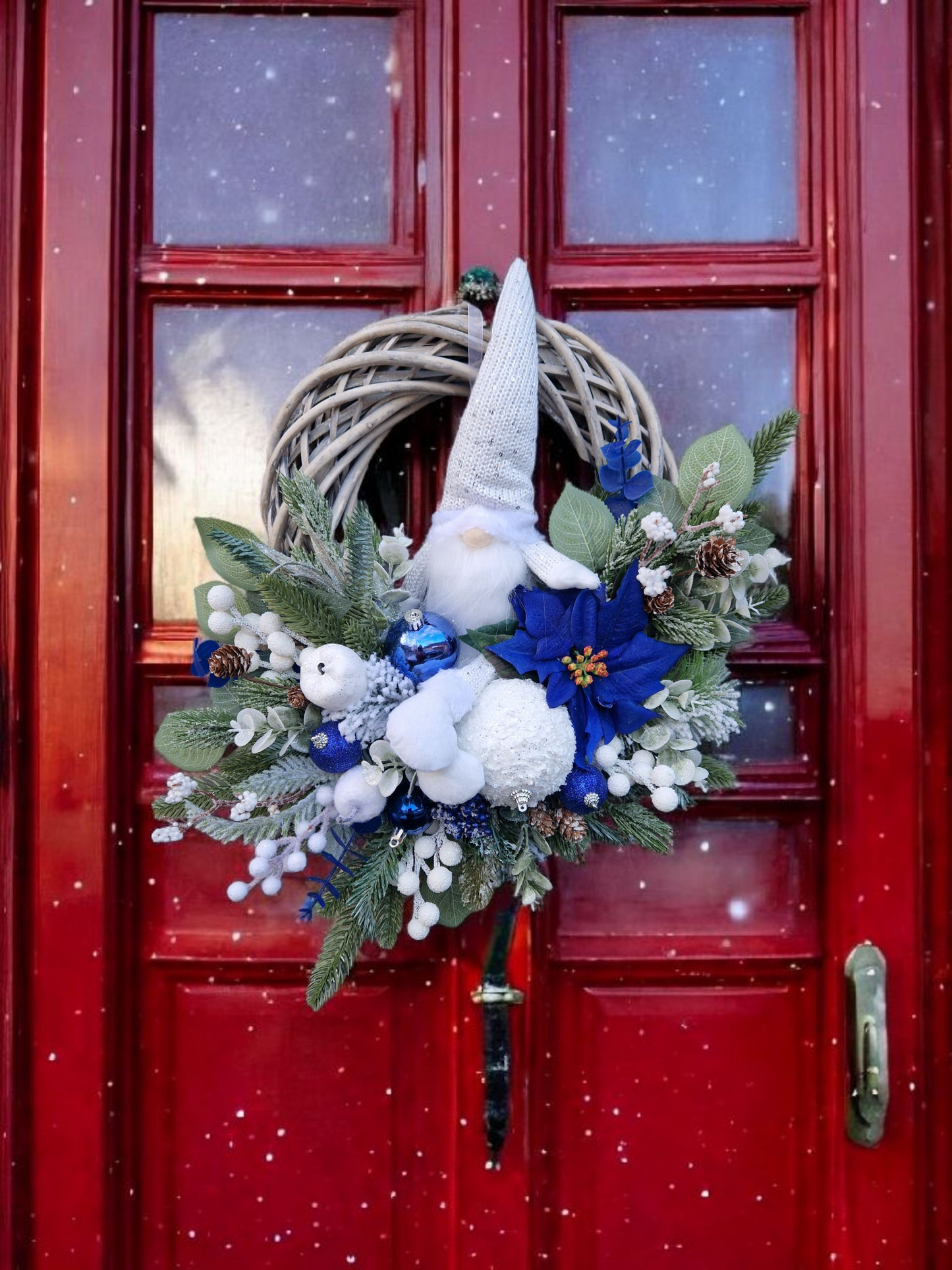 Christmas blue door wreath