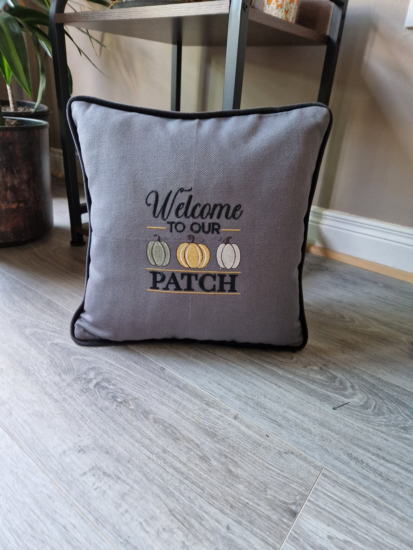 Embroidered Autumn cushion