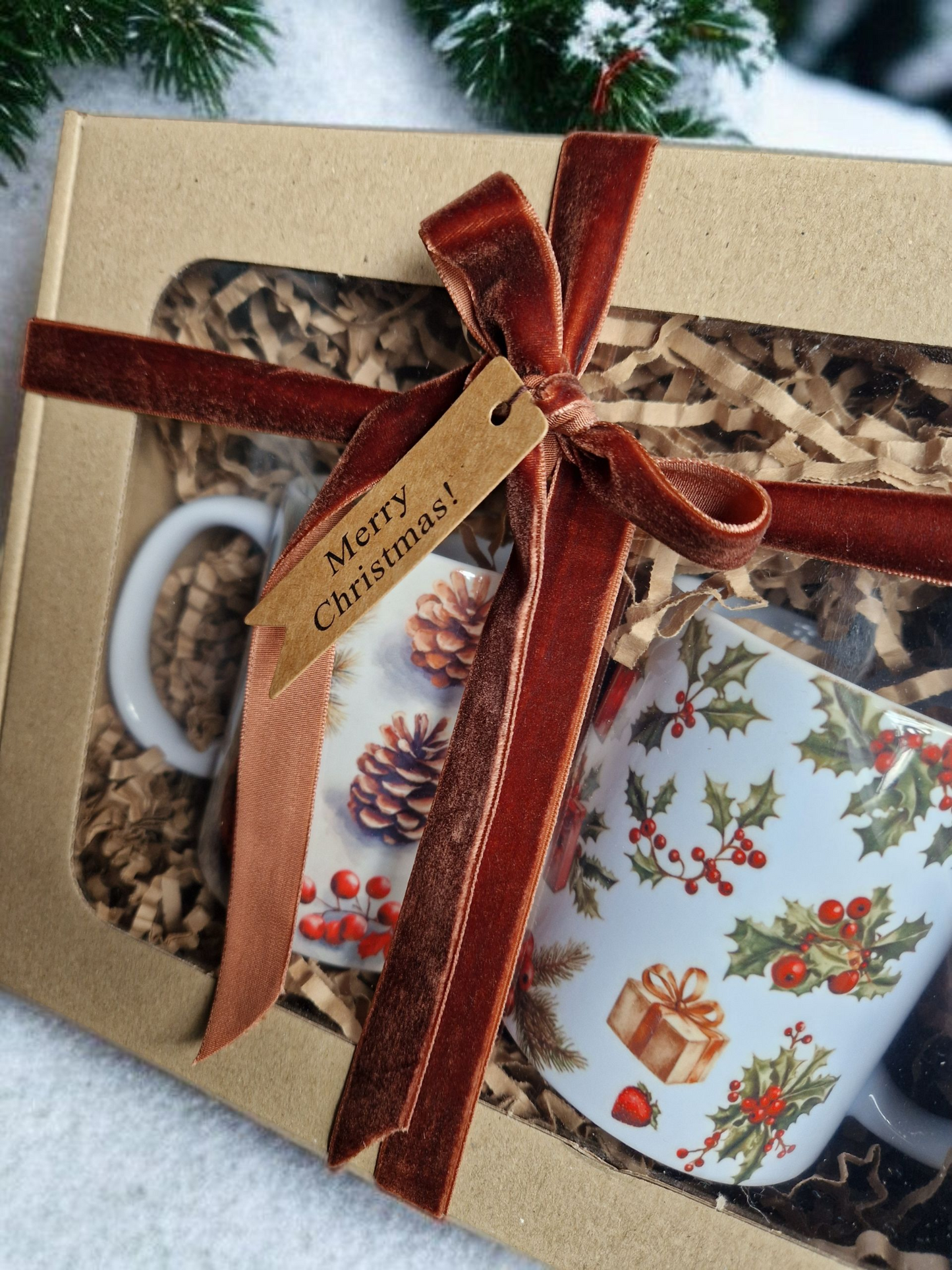 Christmas theme mugs gift box