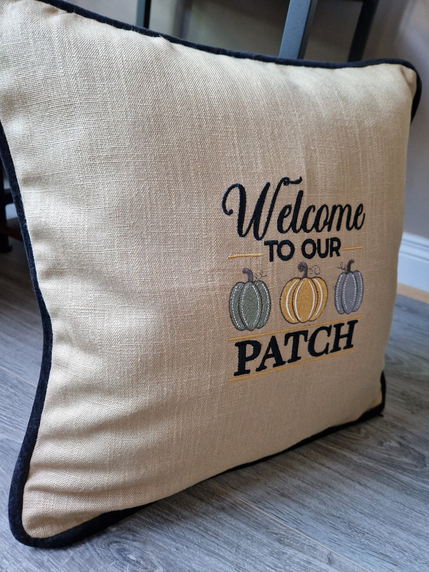 Embroidered Autumn cushion