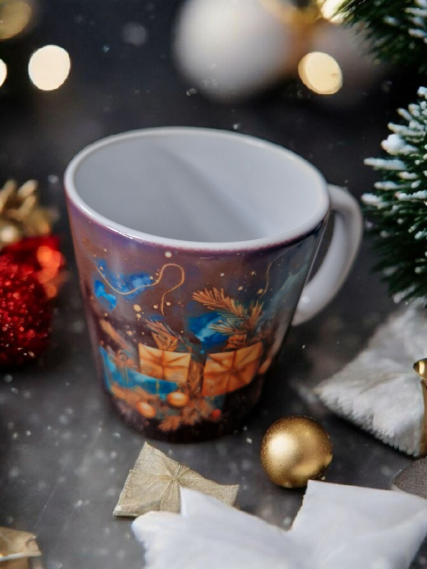 Christmas blue mugs gift box