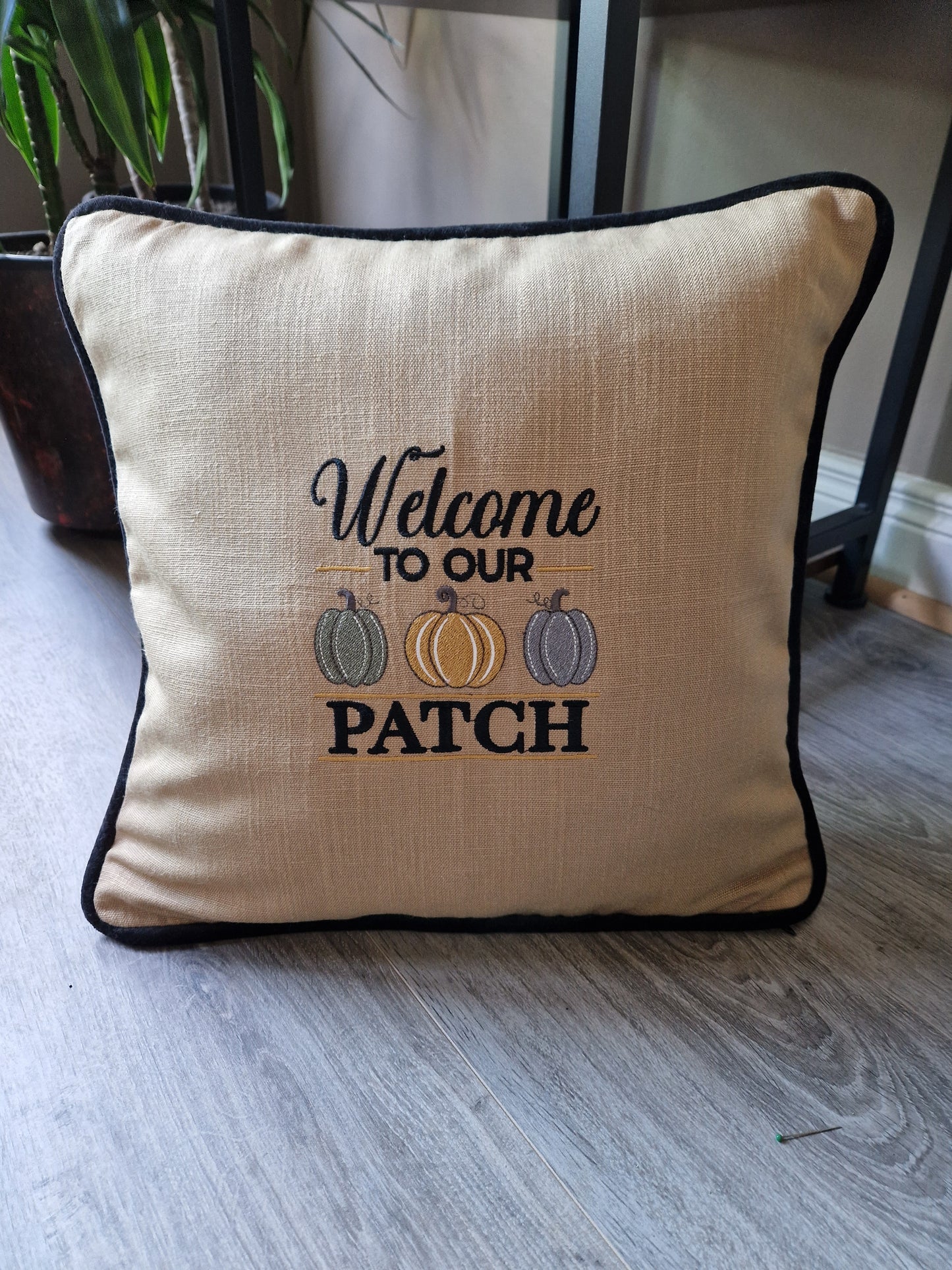 Embroidered Autumn cushion