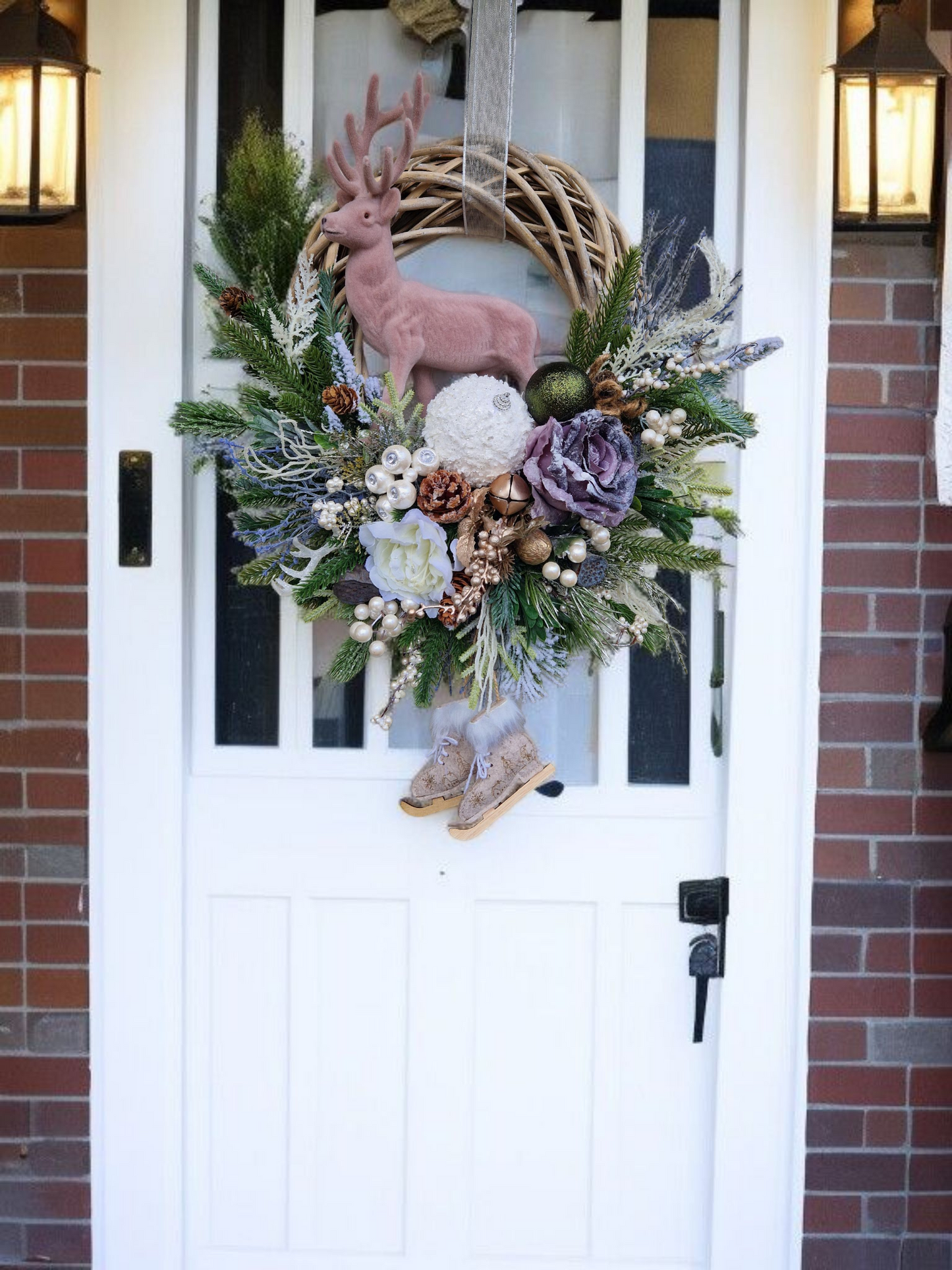 Reindeer Christmas door wreath