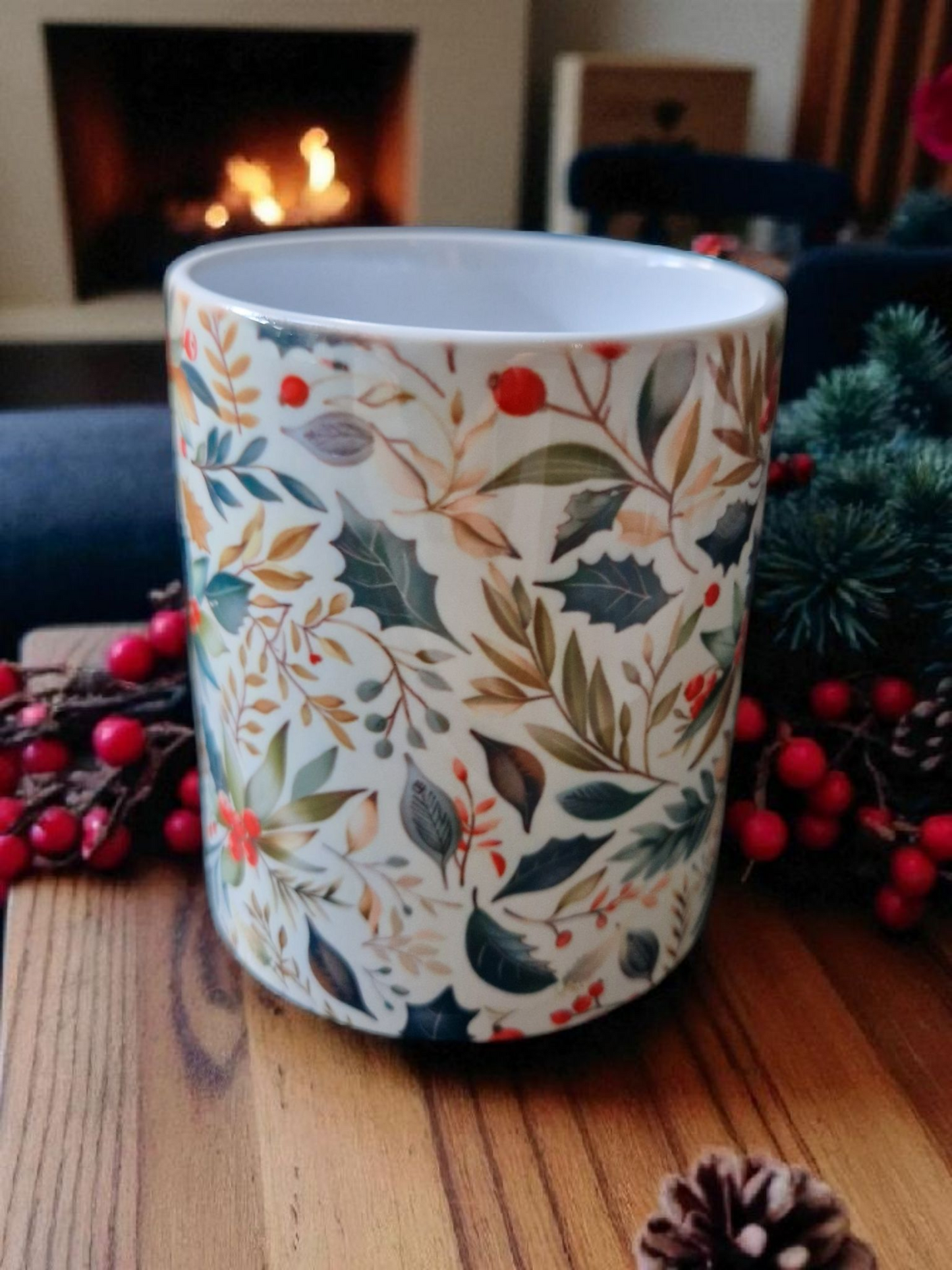 Holy berries Christmas mug