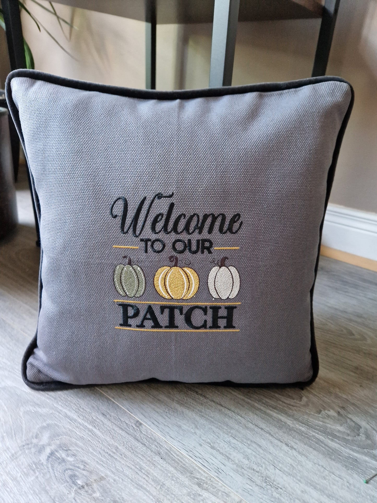 Embroidered Autumn cushion