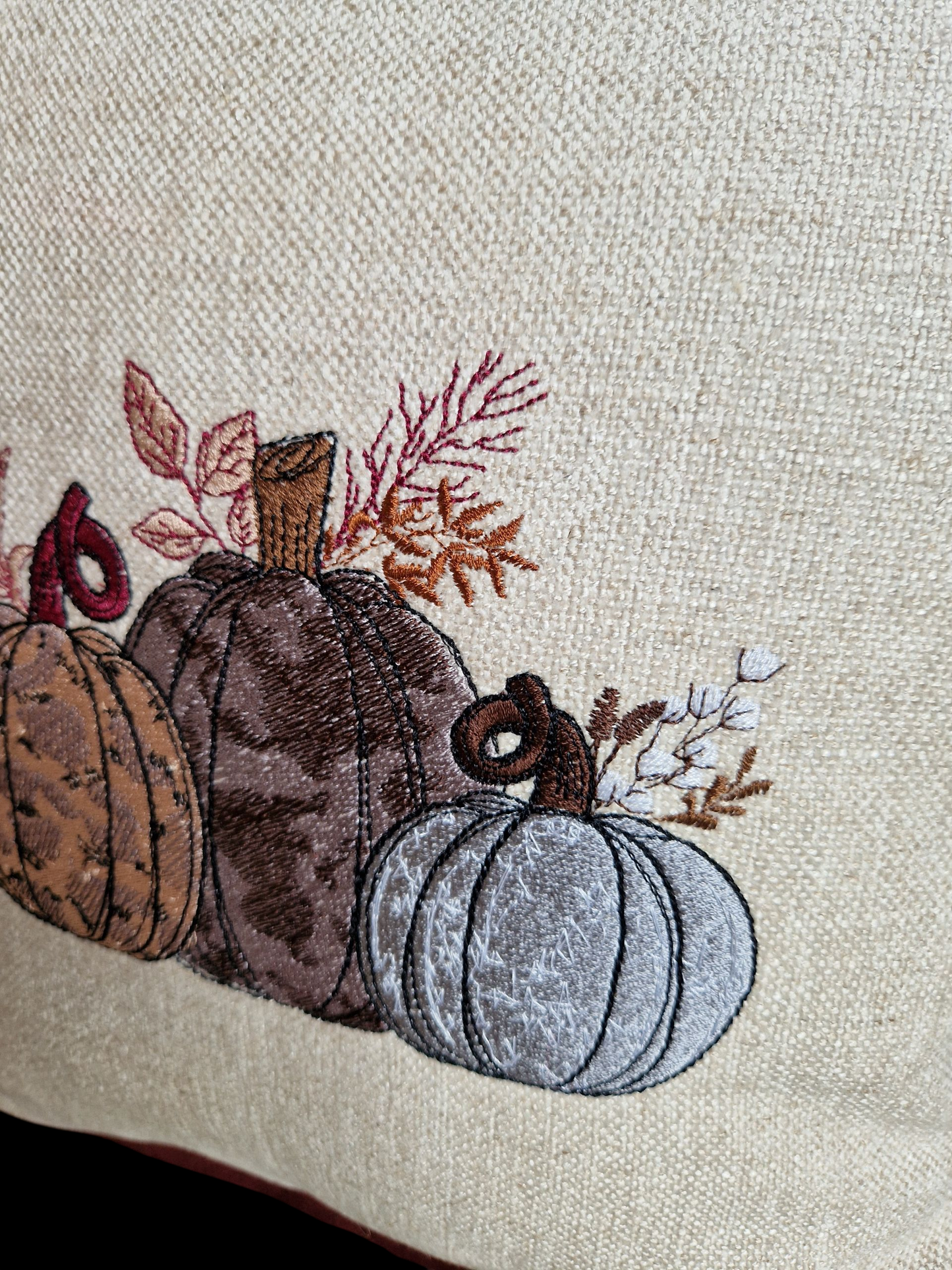 Embroidered Autumn Cushion