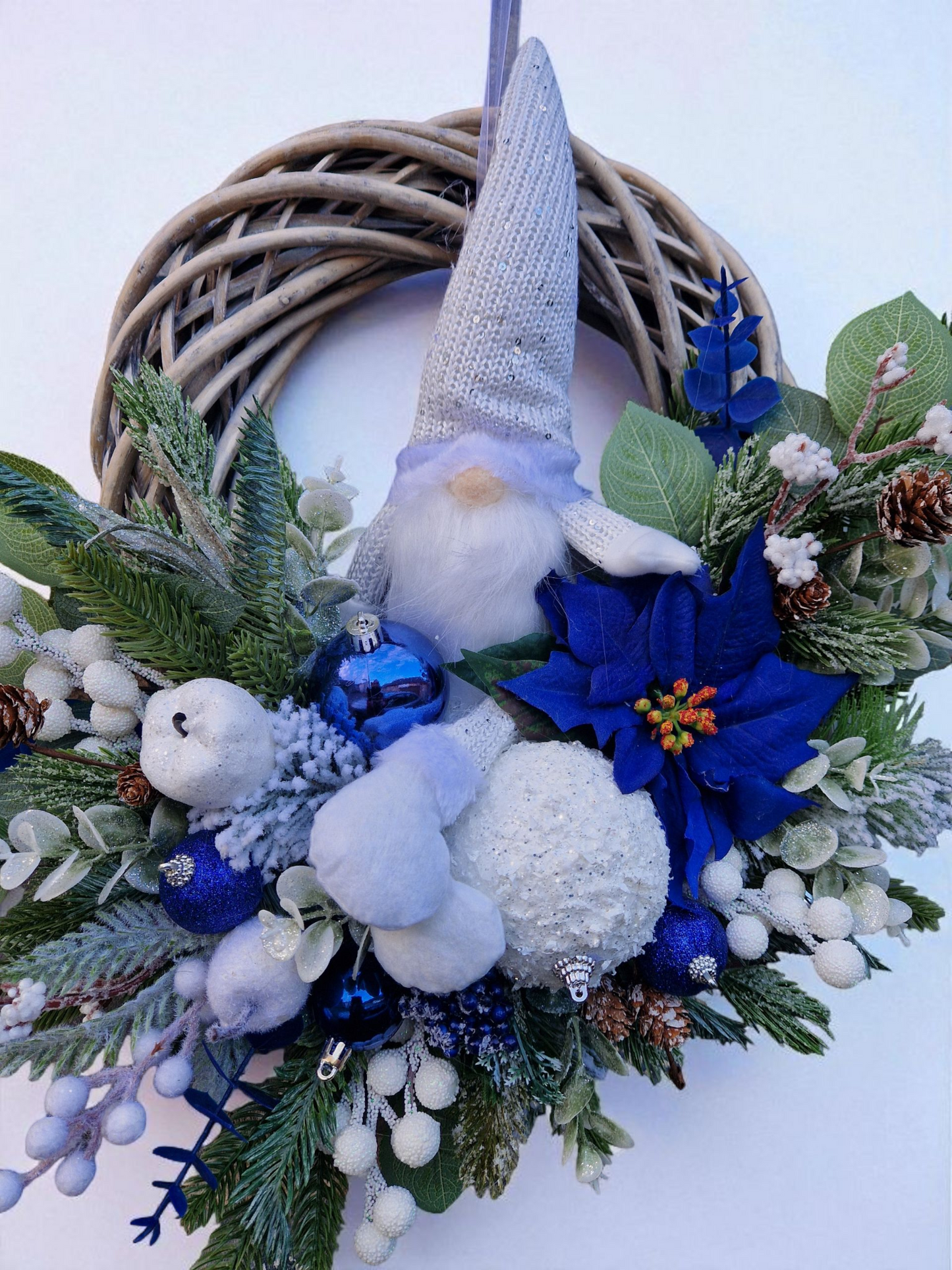 Christmas blue door wreath