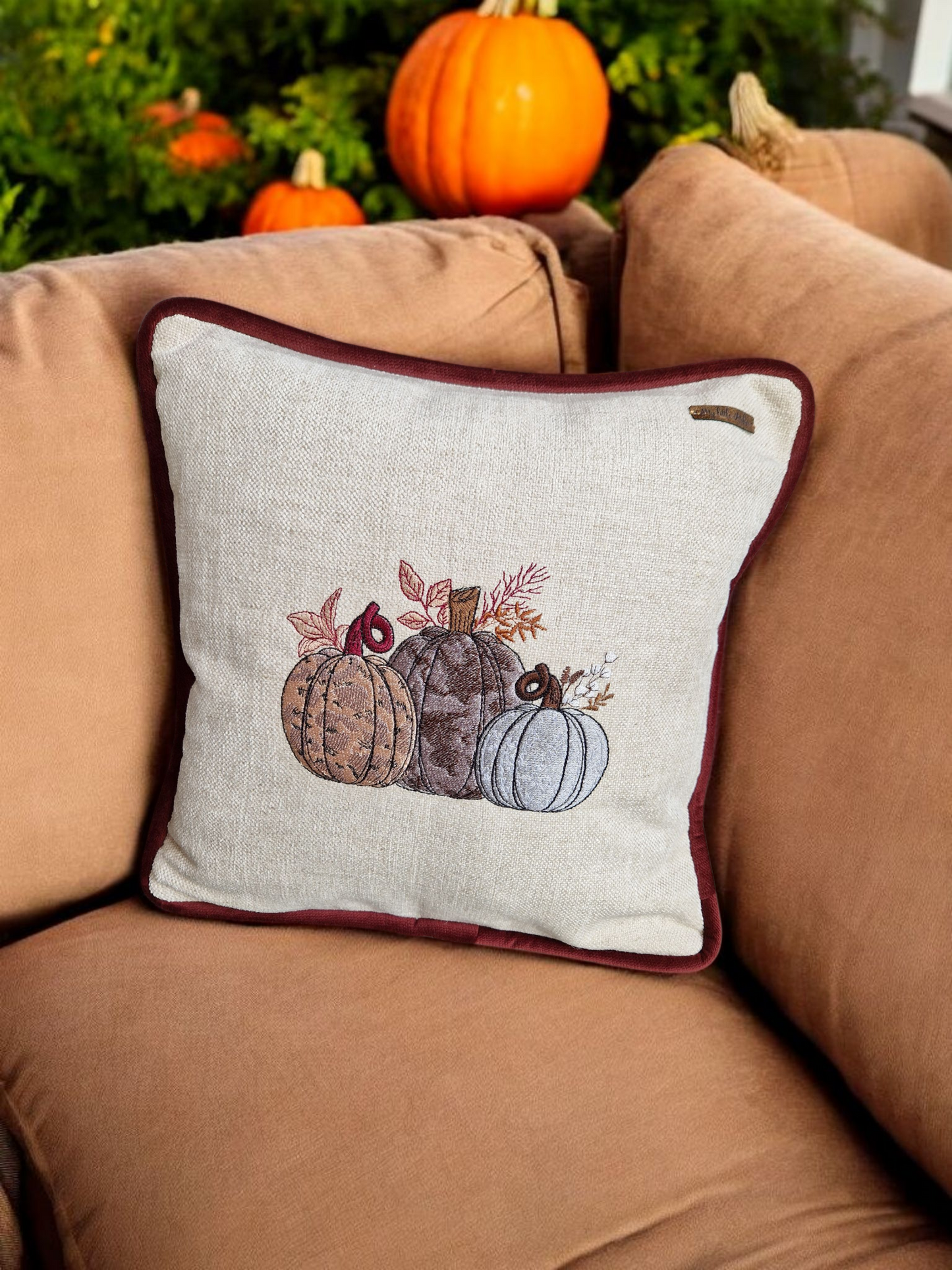 Embroidered Autumn Cushion