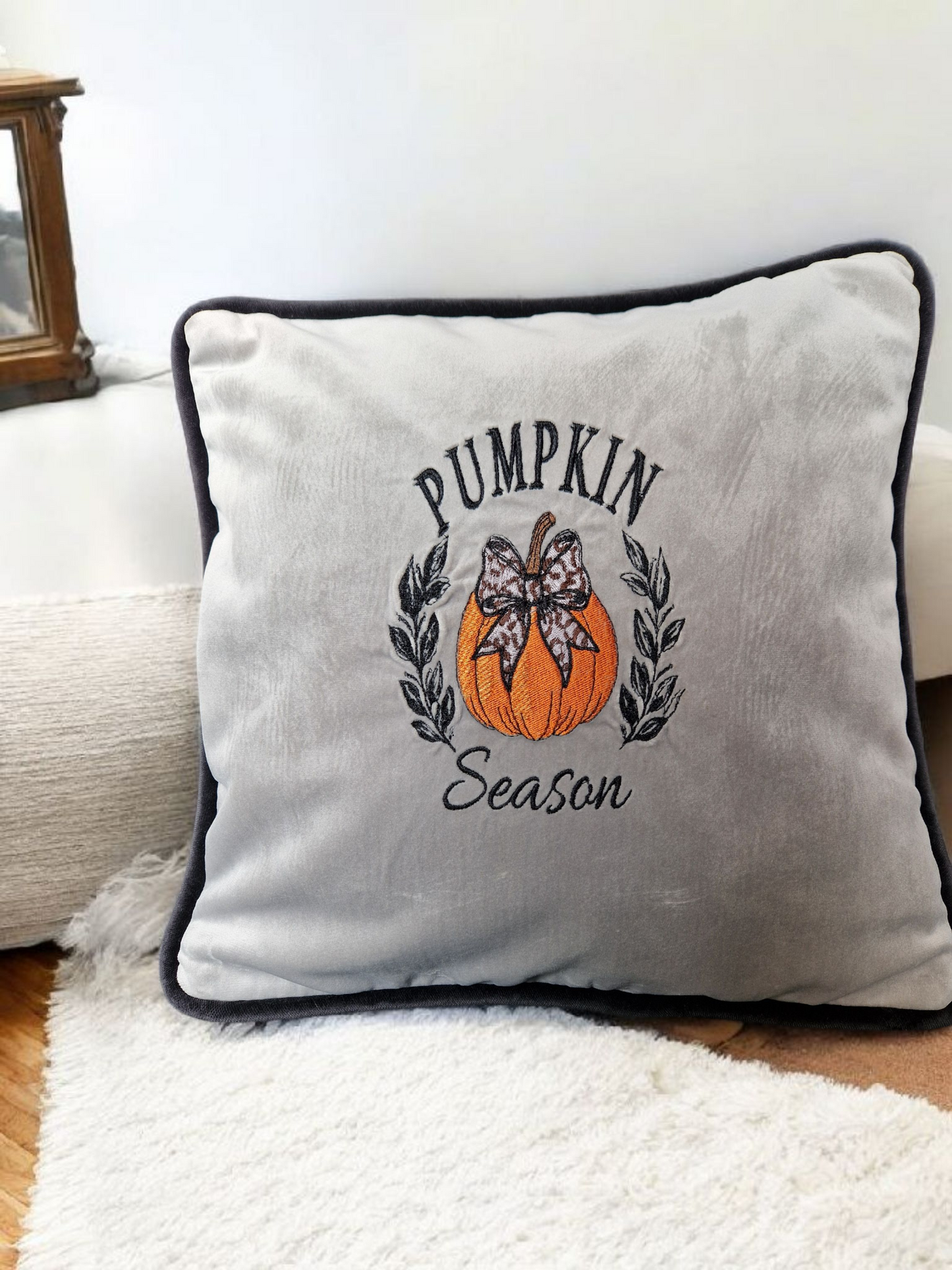 Embroidered Autumn Cushion