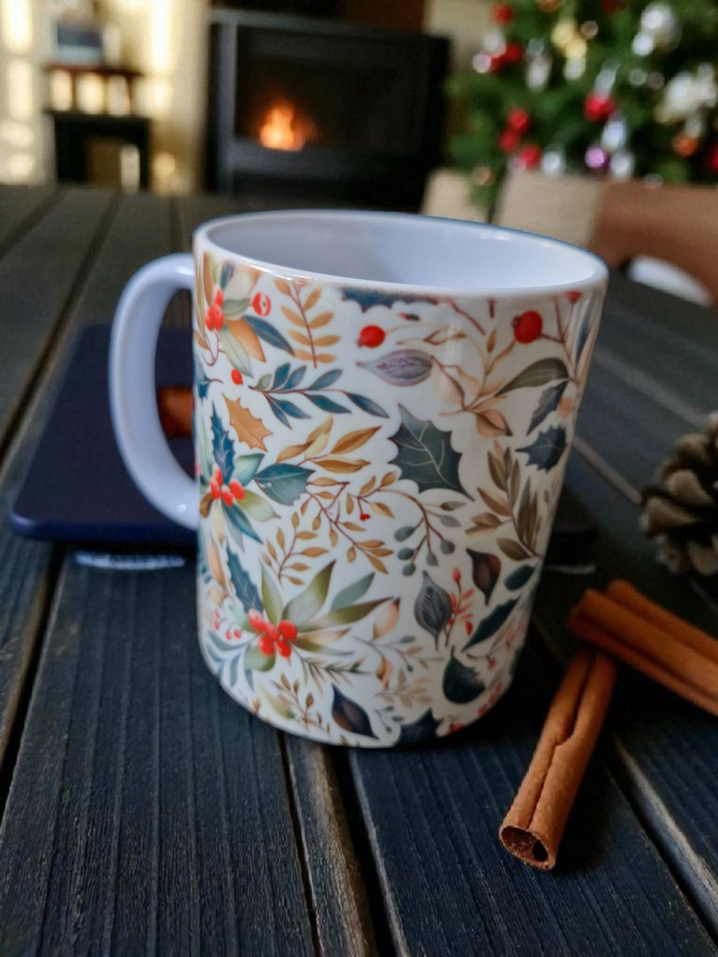 Holy berries Christmas mug